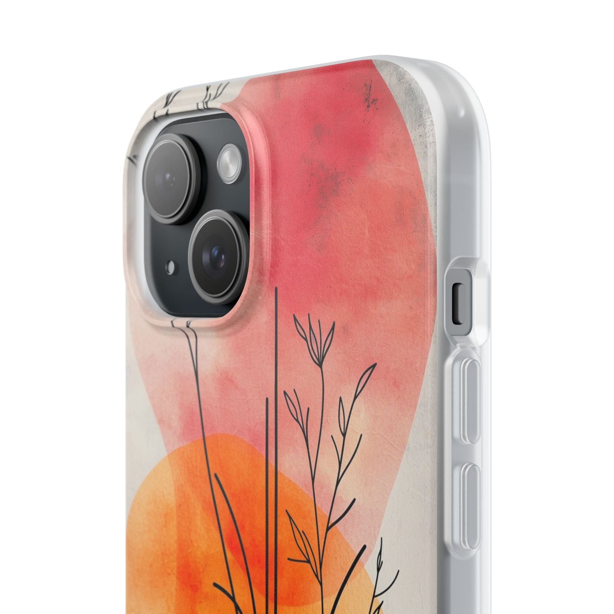 Curved Stem Sunset iPhone 15 Case - Soft