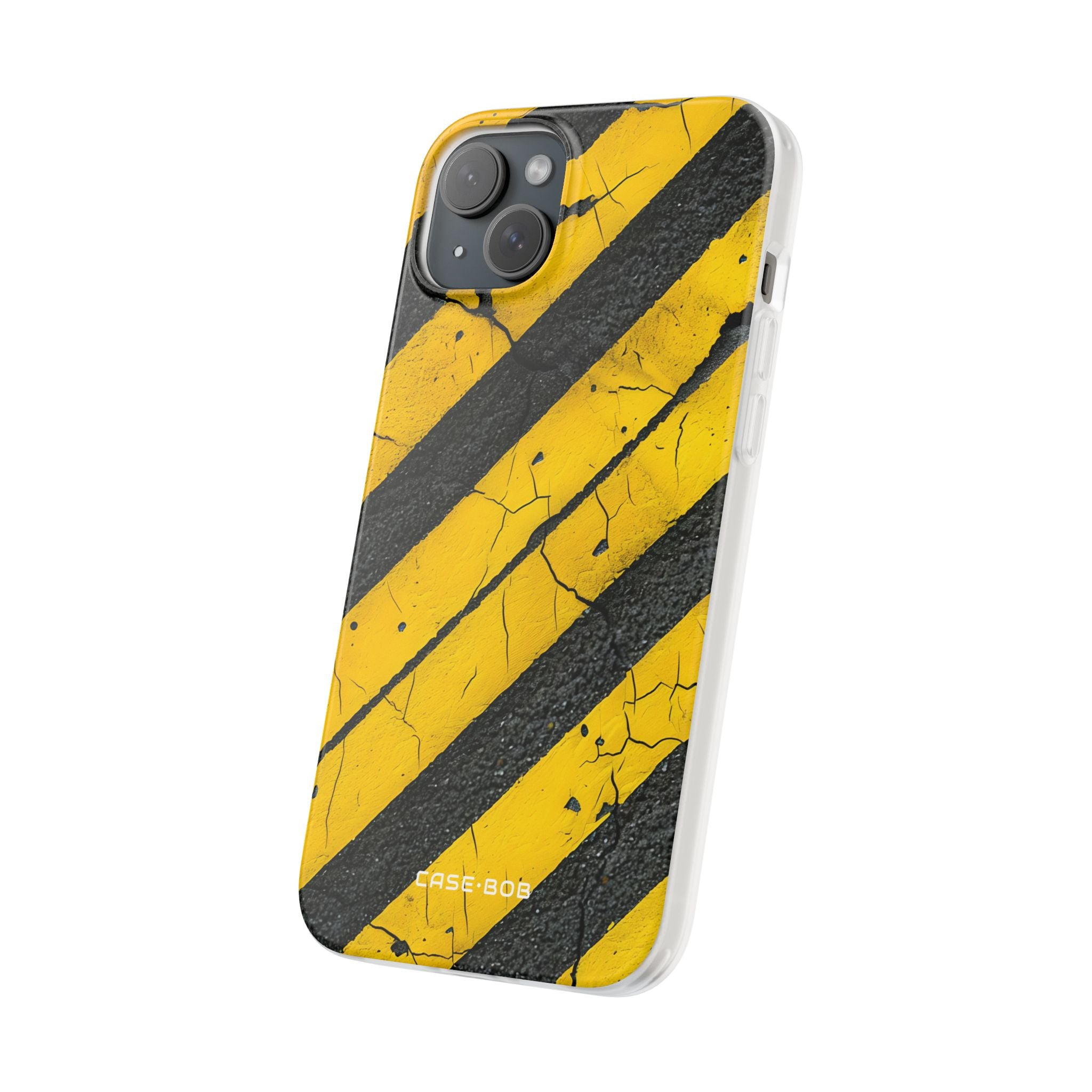 Gul Stribe Distress iPhone 15 Plus Cover - Blød