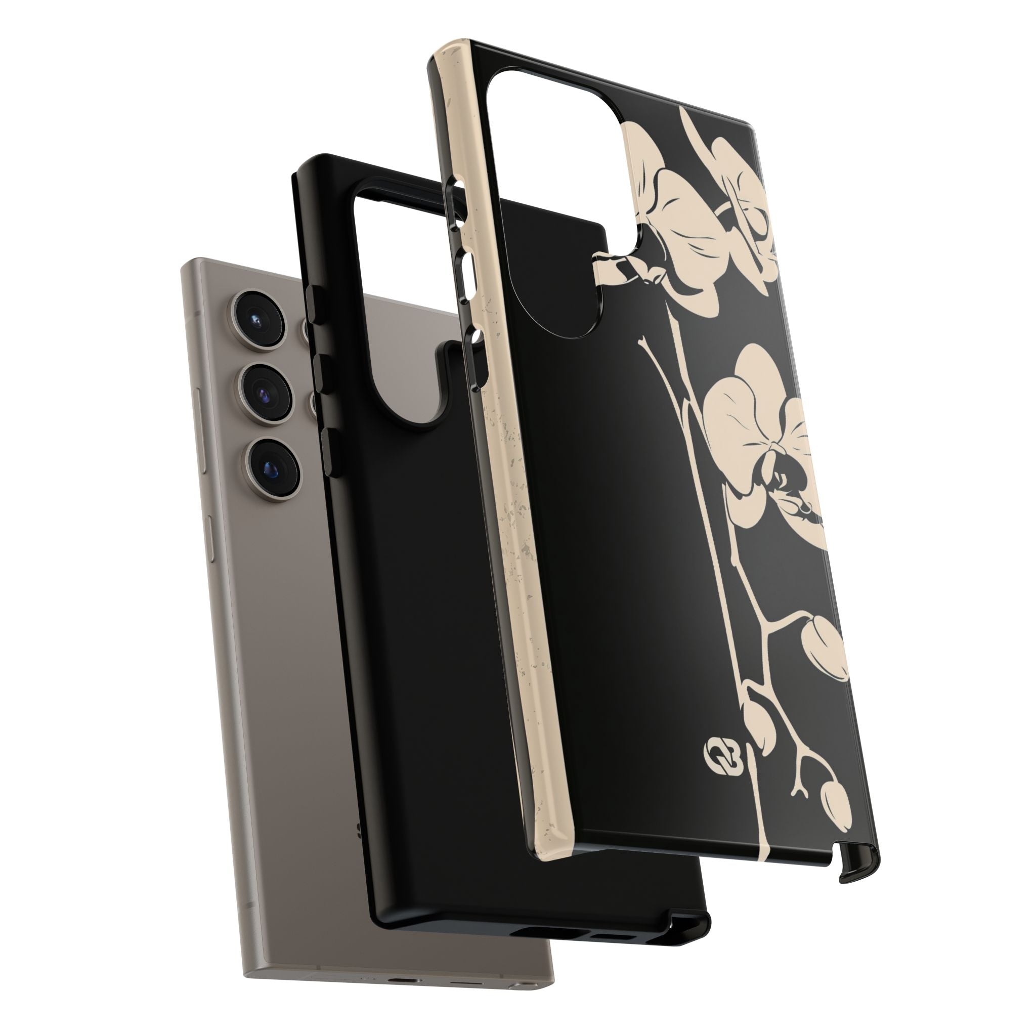 Black Tough Phone Case for Samsung - Obsidian Bone Orchid