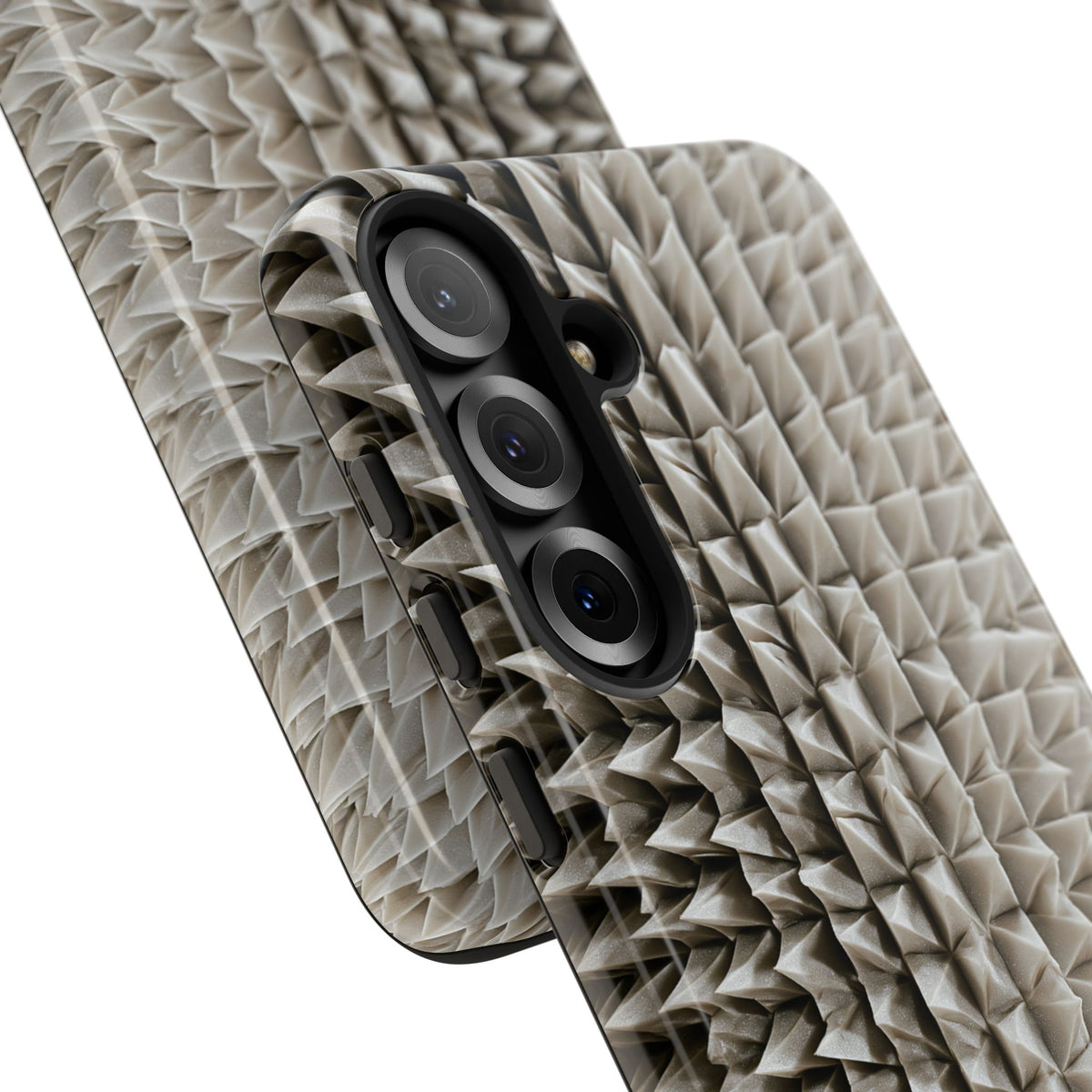 Beige Tough Phone Case for Samsung - Bone Spiked Grid