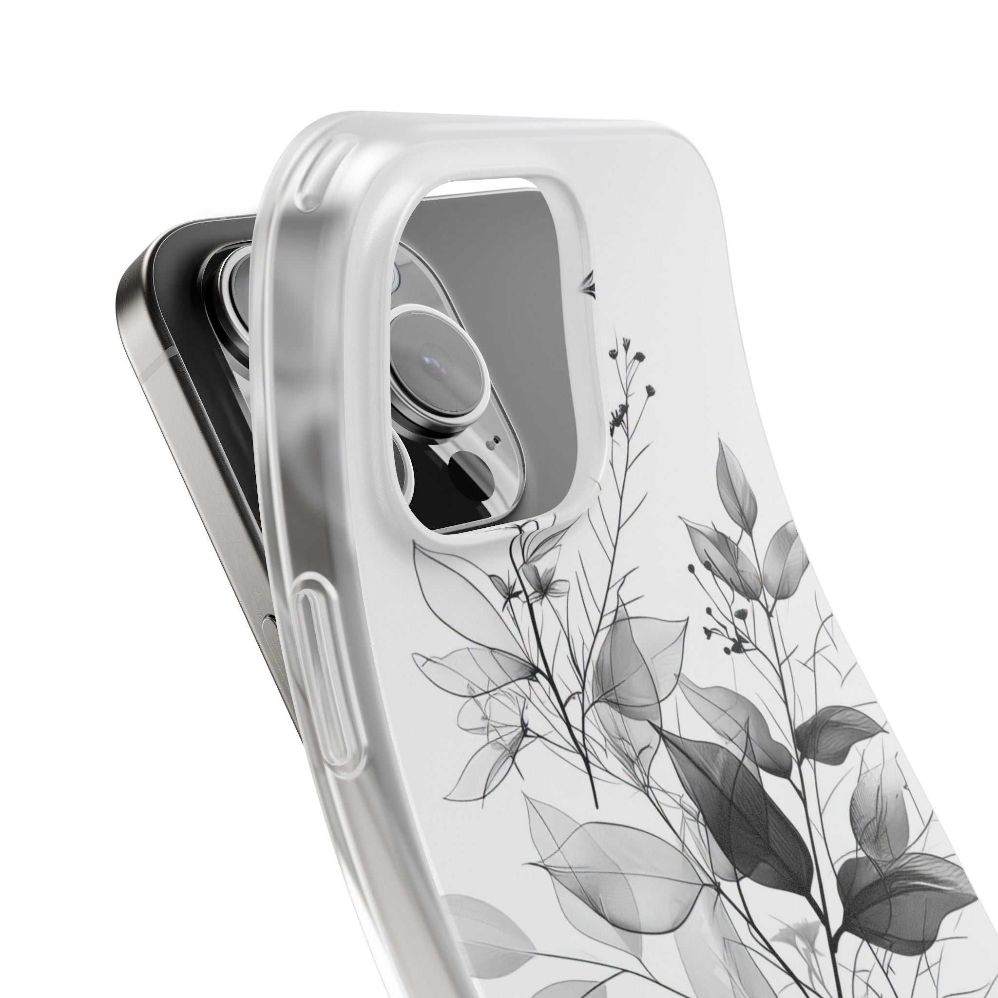 Gefleckte Blätter Grau iPhone 16 Pro Max Case - Soft