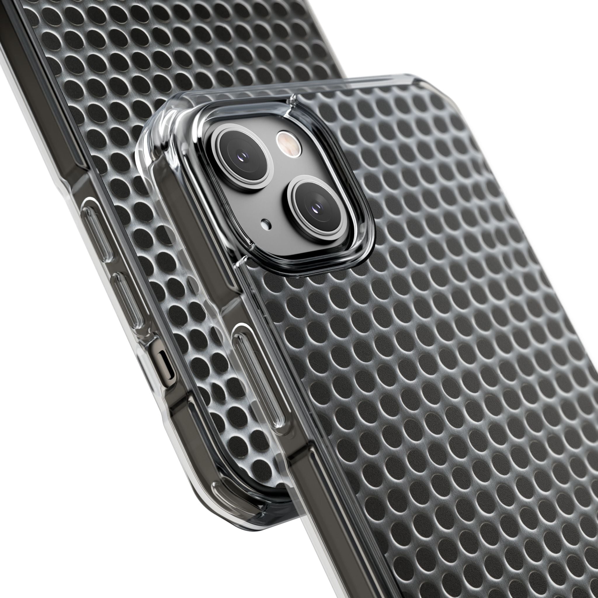 Silver Impact MagSafe Phone Case for iPhone - Brutalist Steel Mesh