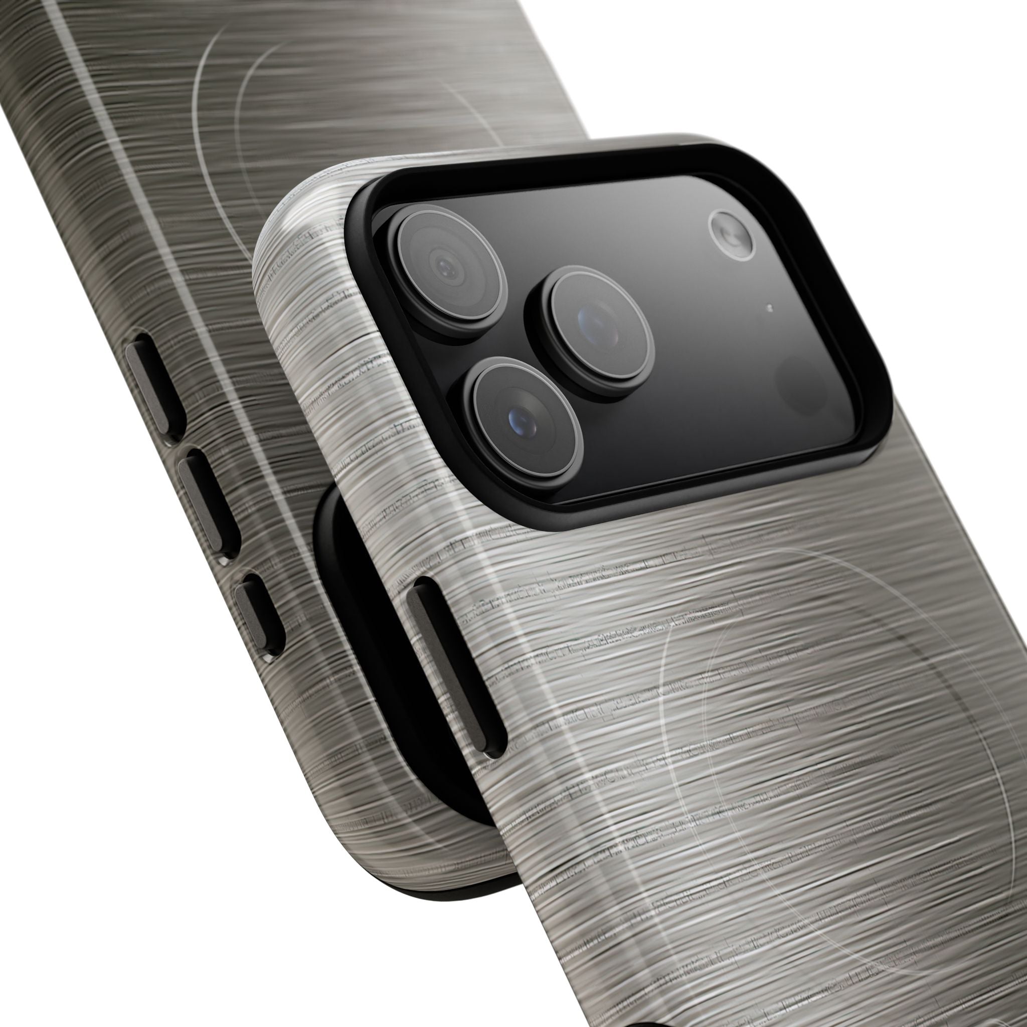 Grey Tough 2.0 Magsafe Phone Case for iPhone - Brushed Industrial Steel