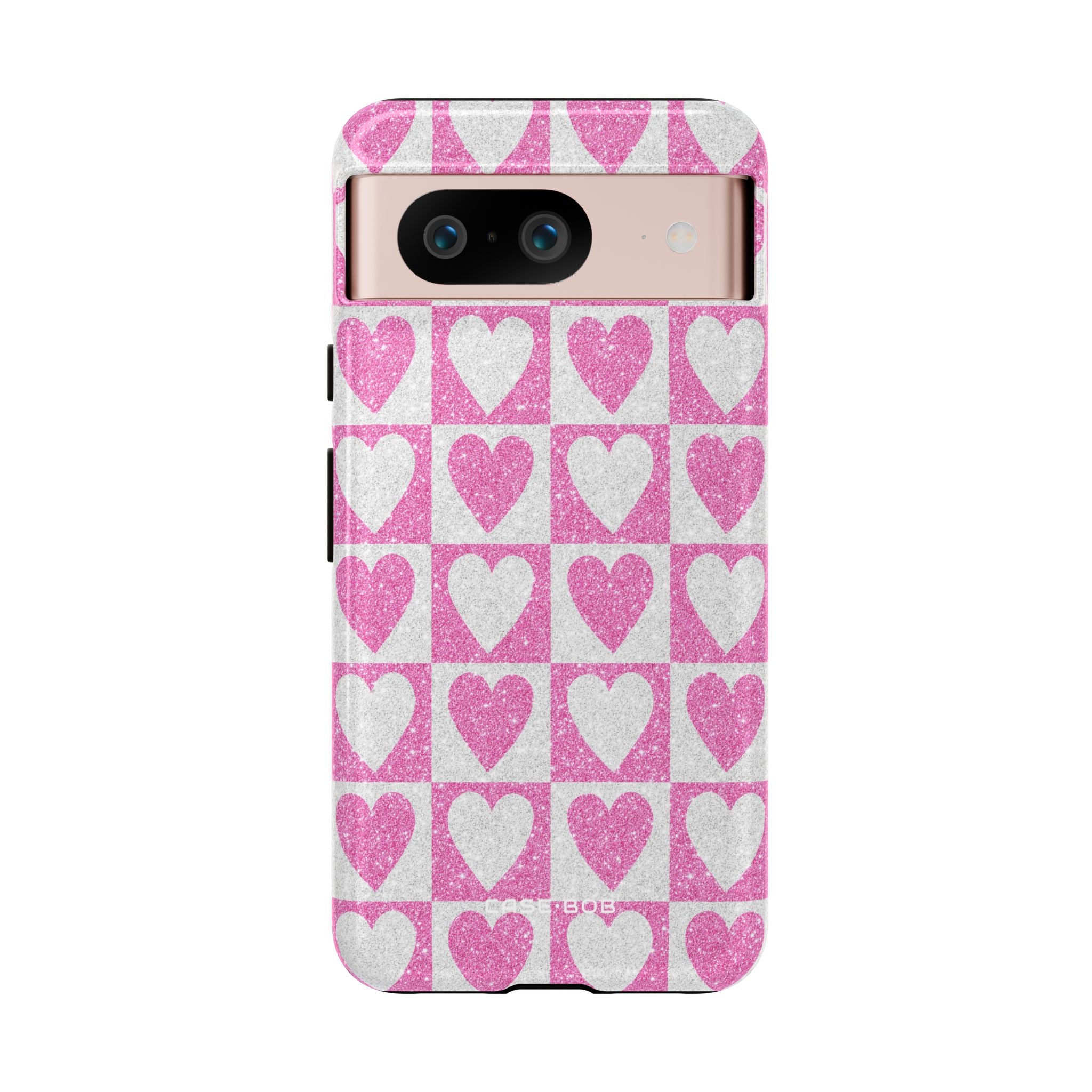 Glitter Heart Grid Google Pixel 8 Case - Tough