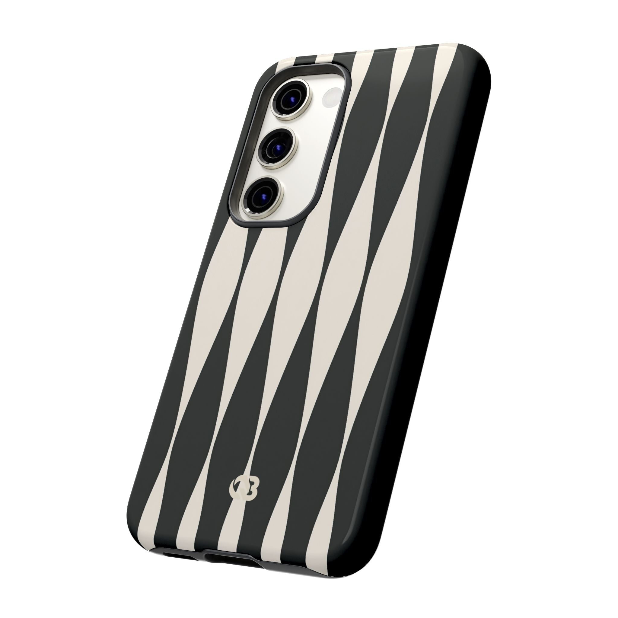 Black Tough Phone Case for Samsung - Ivory Spindle Grid