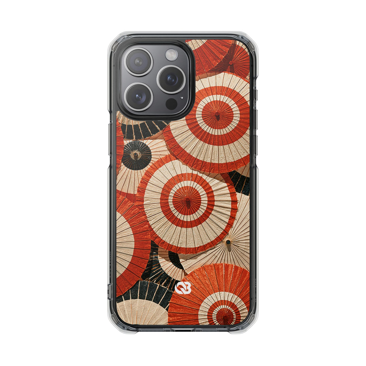 Vermilion Wagasa Motif · Clear Impact Magnetic Phone Case for iPhone · Red