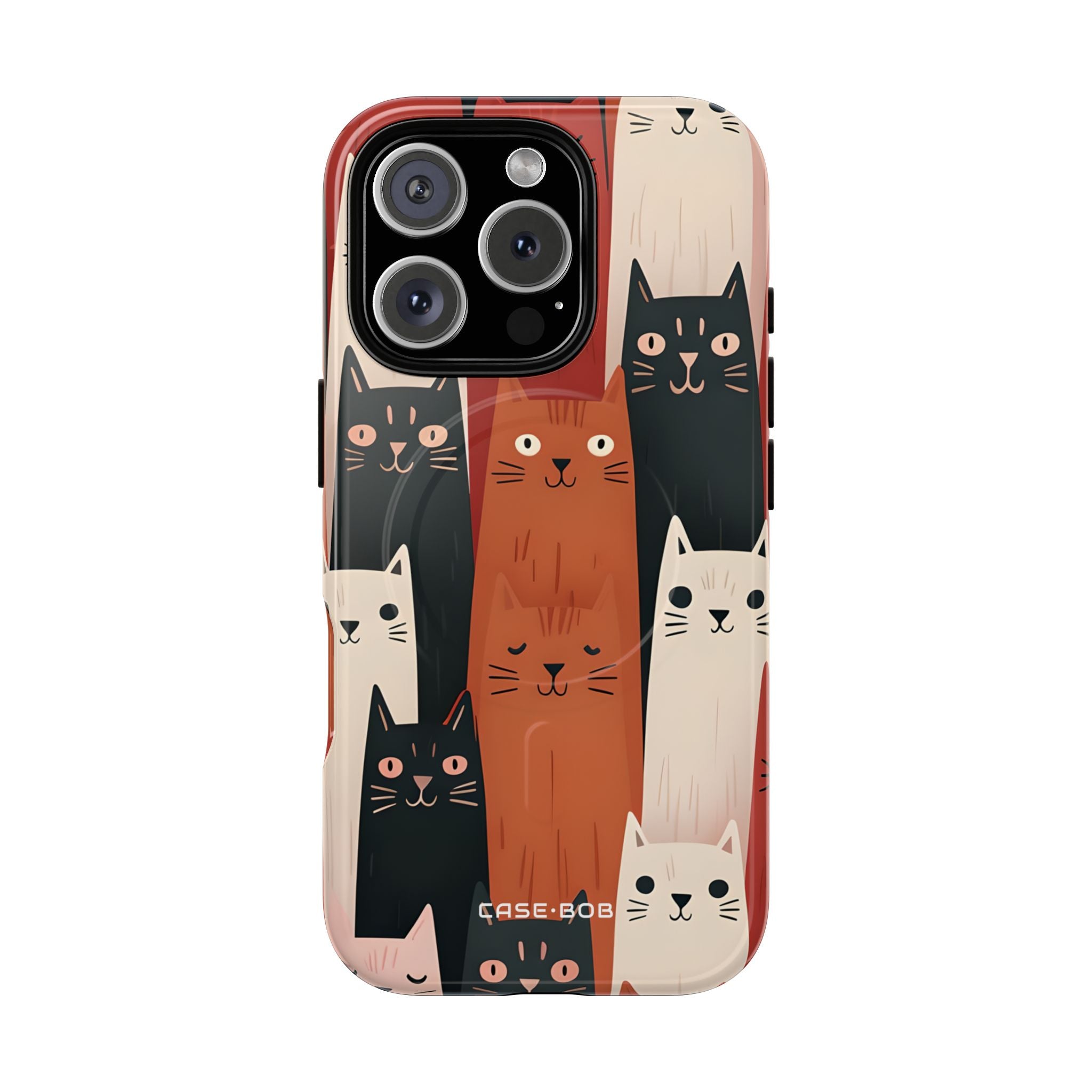 Elongated Cats Black iPhone 16 Pro Case - Tough+