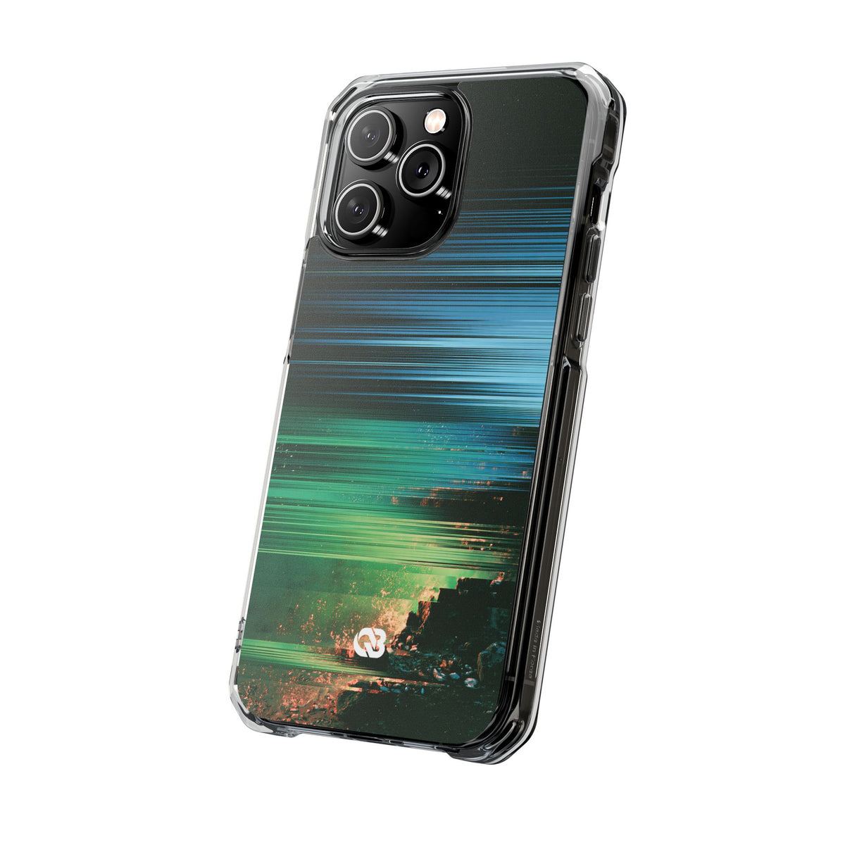 Digital Shoreline Drift · Clear Impact Magnetic Phone Case for iPhone · Teal