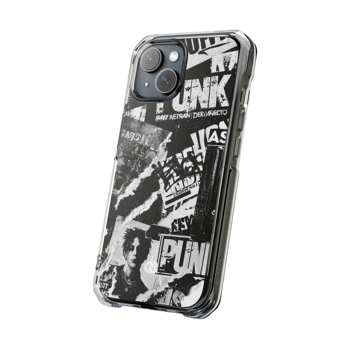Underground Punk Collage · Clear Impact Magnetic Phone Case for iPhone · Black