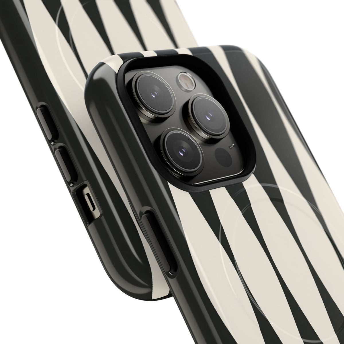 Black Tough 2.0 Magsafe Phone Case for iPhone - Ivory Spindle Grid