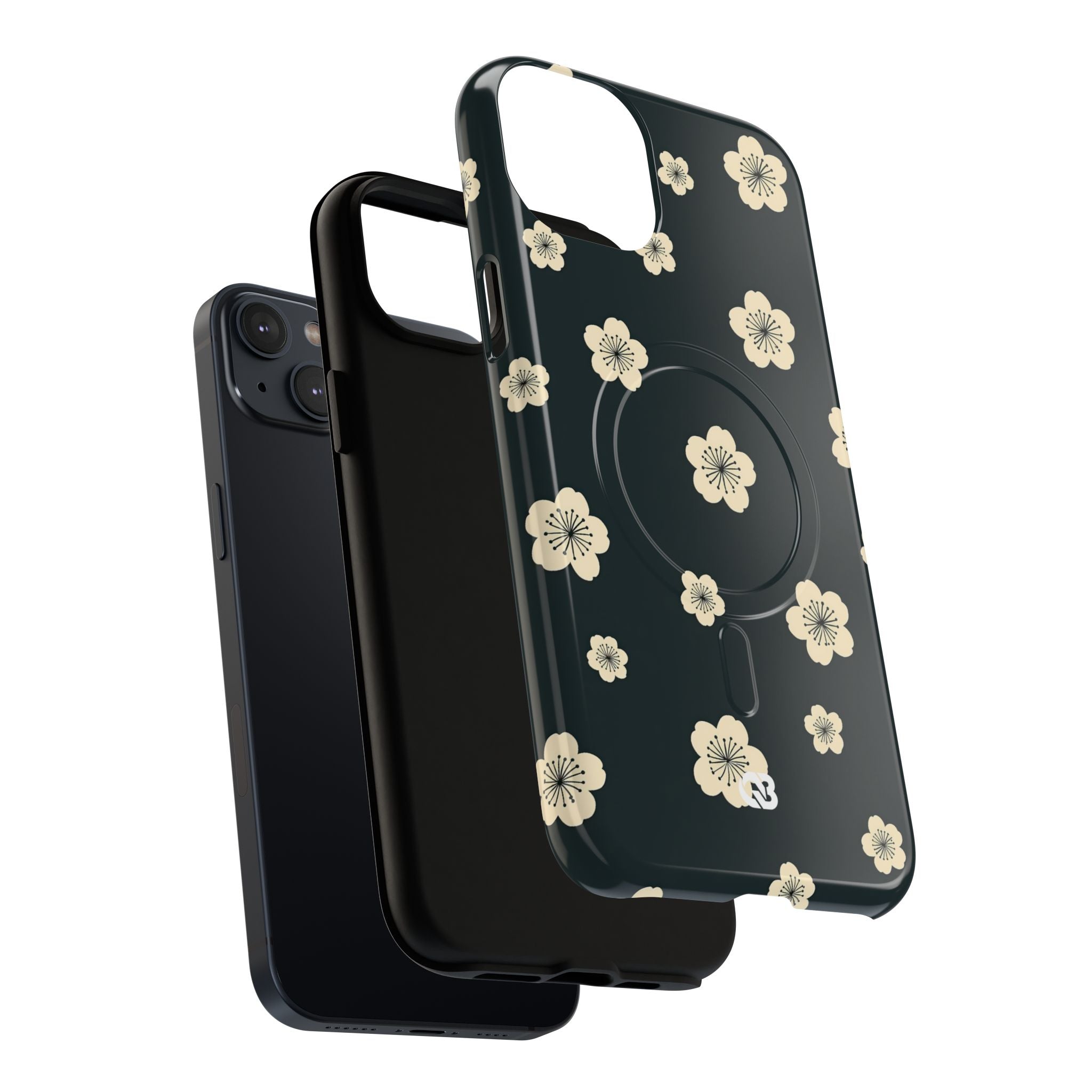 Teal Tough 2.0 Magsafe Phone Case for iPhone - Obsidian Cream Petals