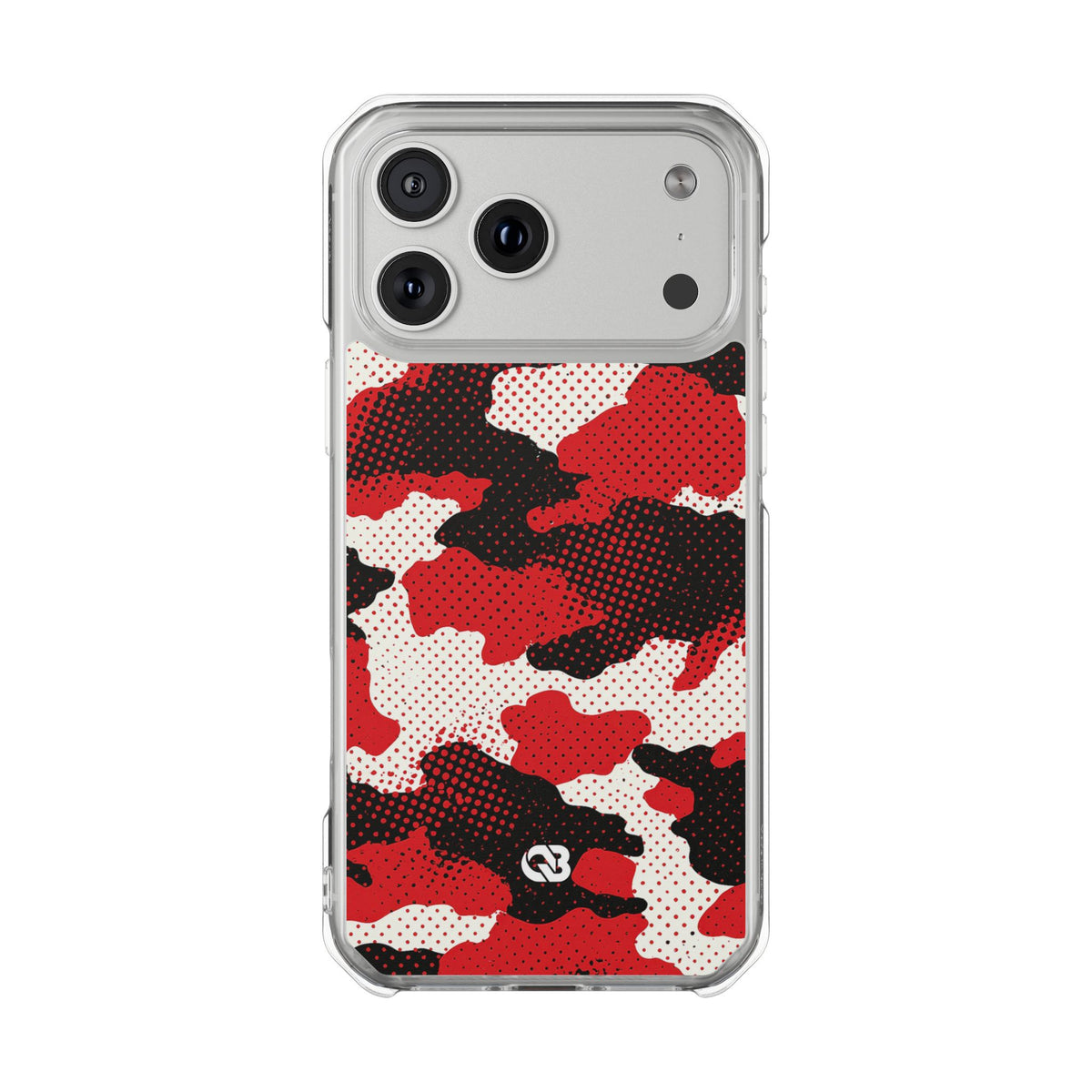 Crimson Halftone Camo · Clear Impact Magnetic Phone Case for iPhone · Red