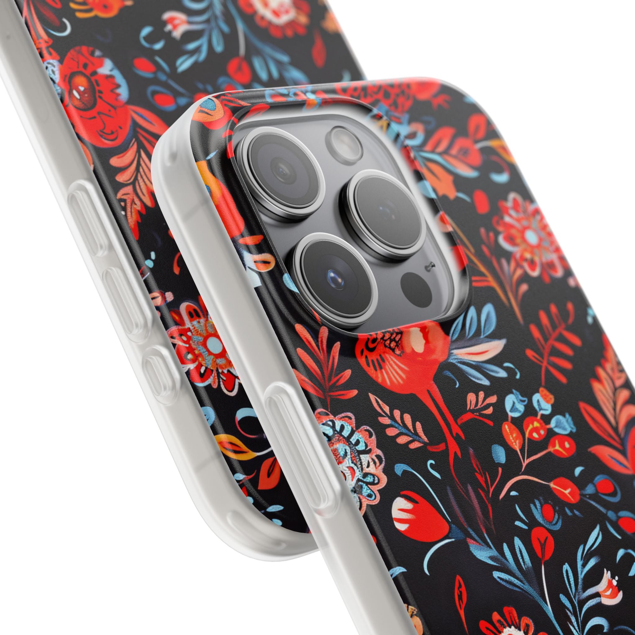 Vivid Birdscape iPhone 15 Pro Cover - Blød