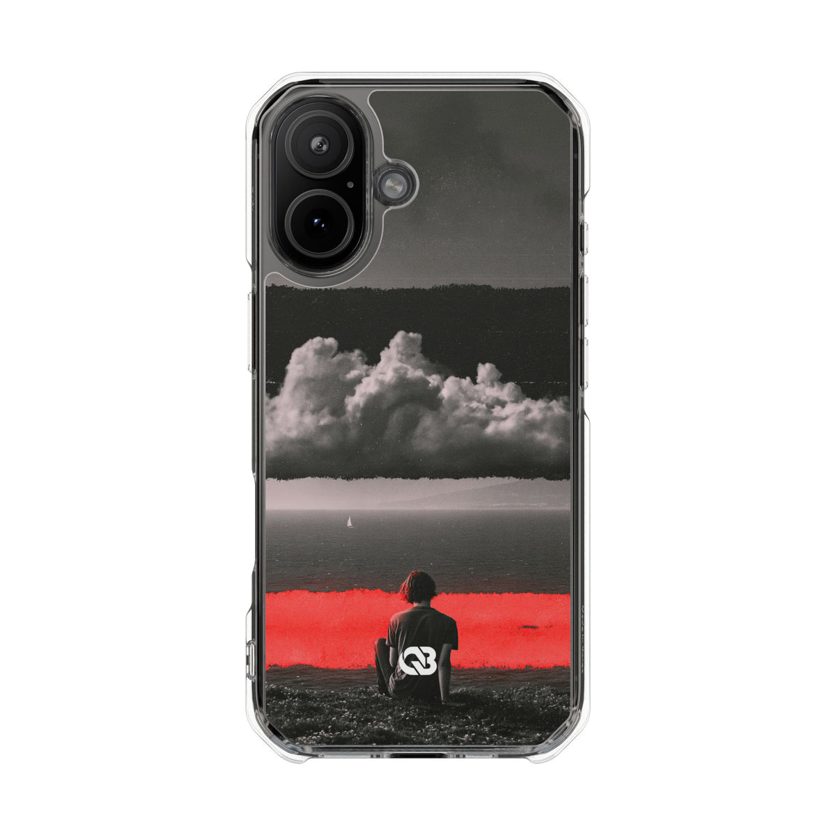 Crimson Horizon · Clear Impact Magnetic Phone Case for iPhone · Black