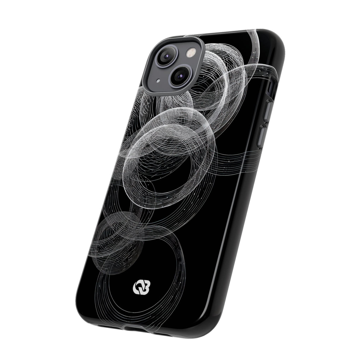 Black Tough Phone Case for iPhone - Kinetic Wireframe Orbit