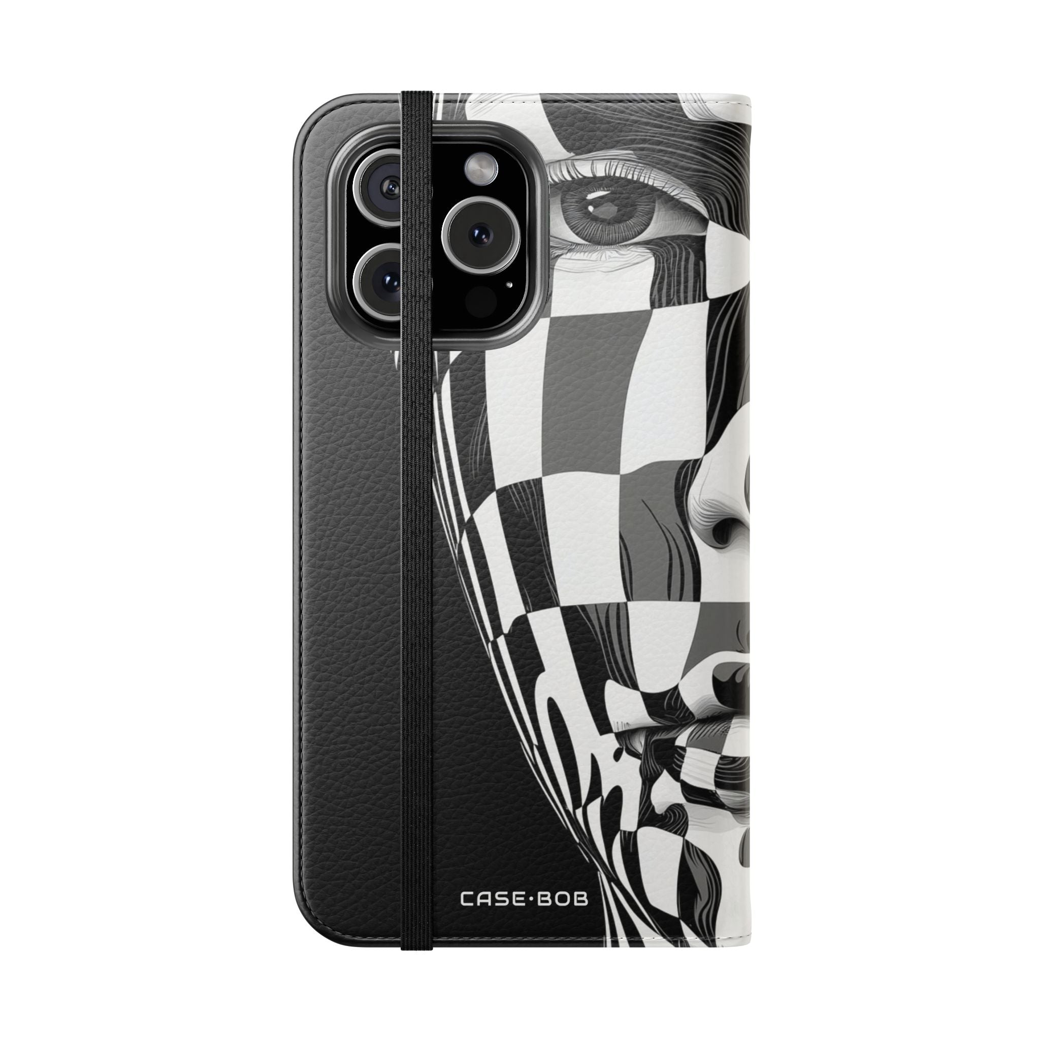 Mirrored Checkerboard Face - iPhone 16 Max Case - Wallet