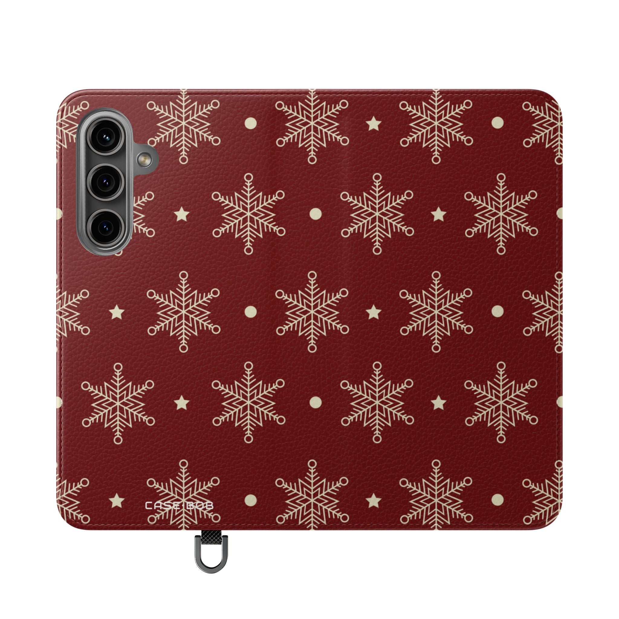Cream Snowflakes Crimson - Samsung S24 Case - Wallet