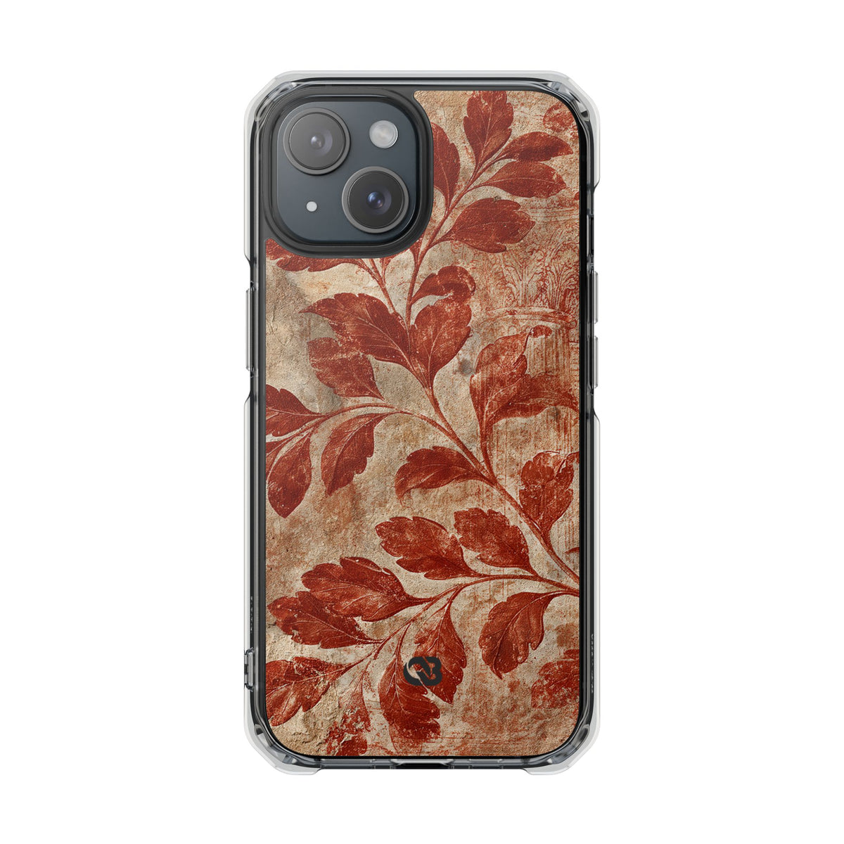 Terracotta Botanical Fresco · Clear Impact Magnetic Phone Case for iPhone · Red