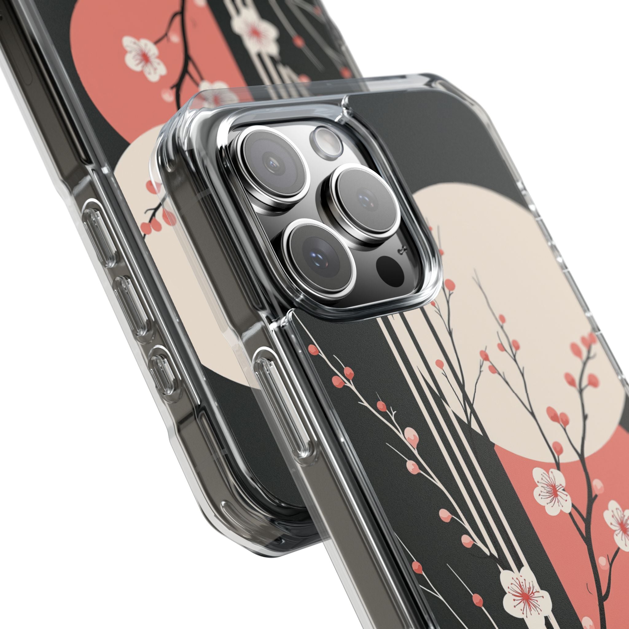 Black Impact MagSafe Phone Case for iPhone - Kyoto Midnight Blossom