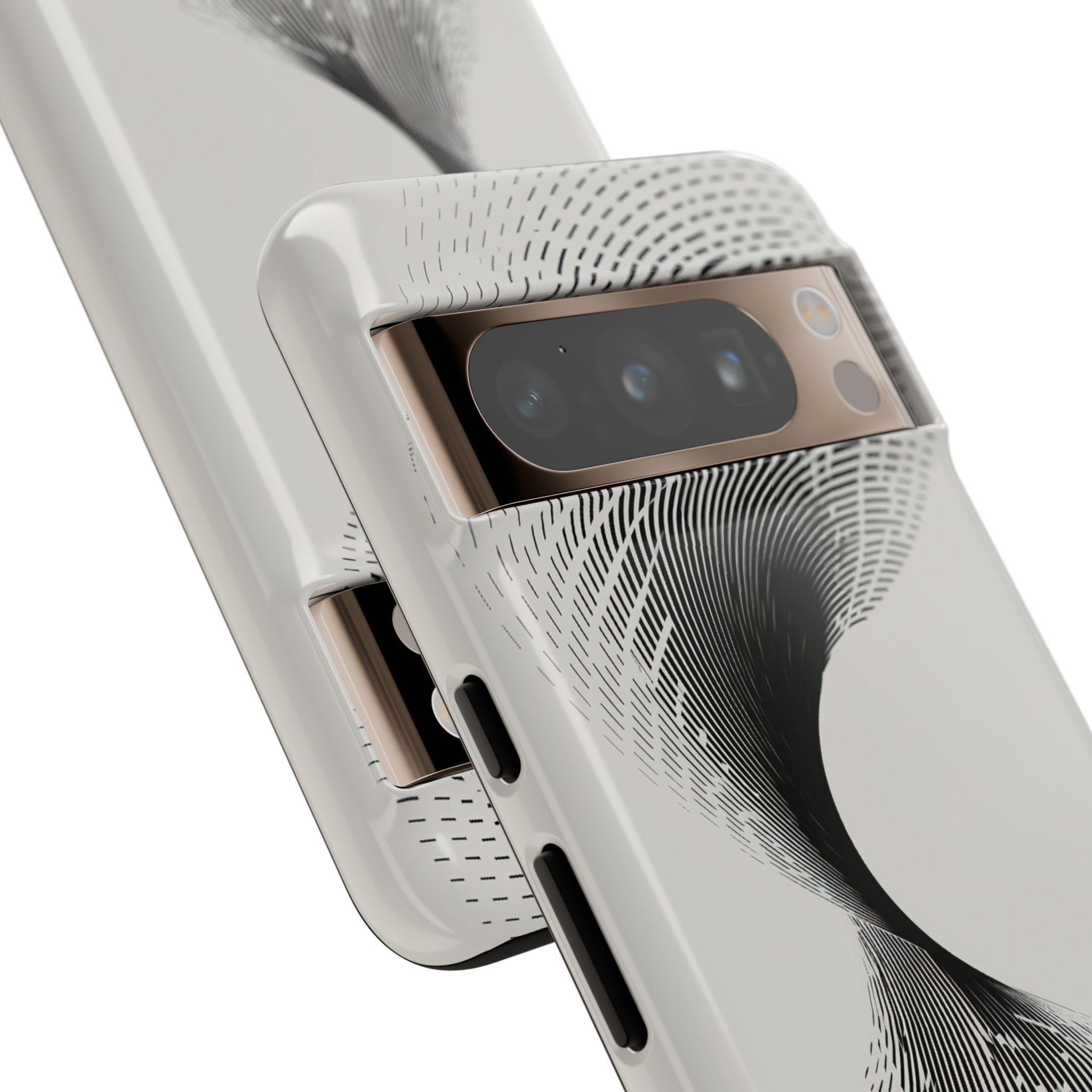 White Tough Phone Case for Google Pixel - Linear Torsion Grid