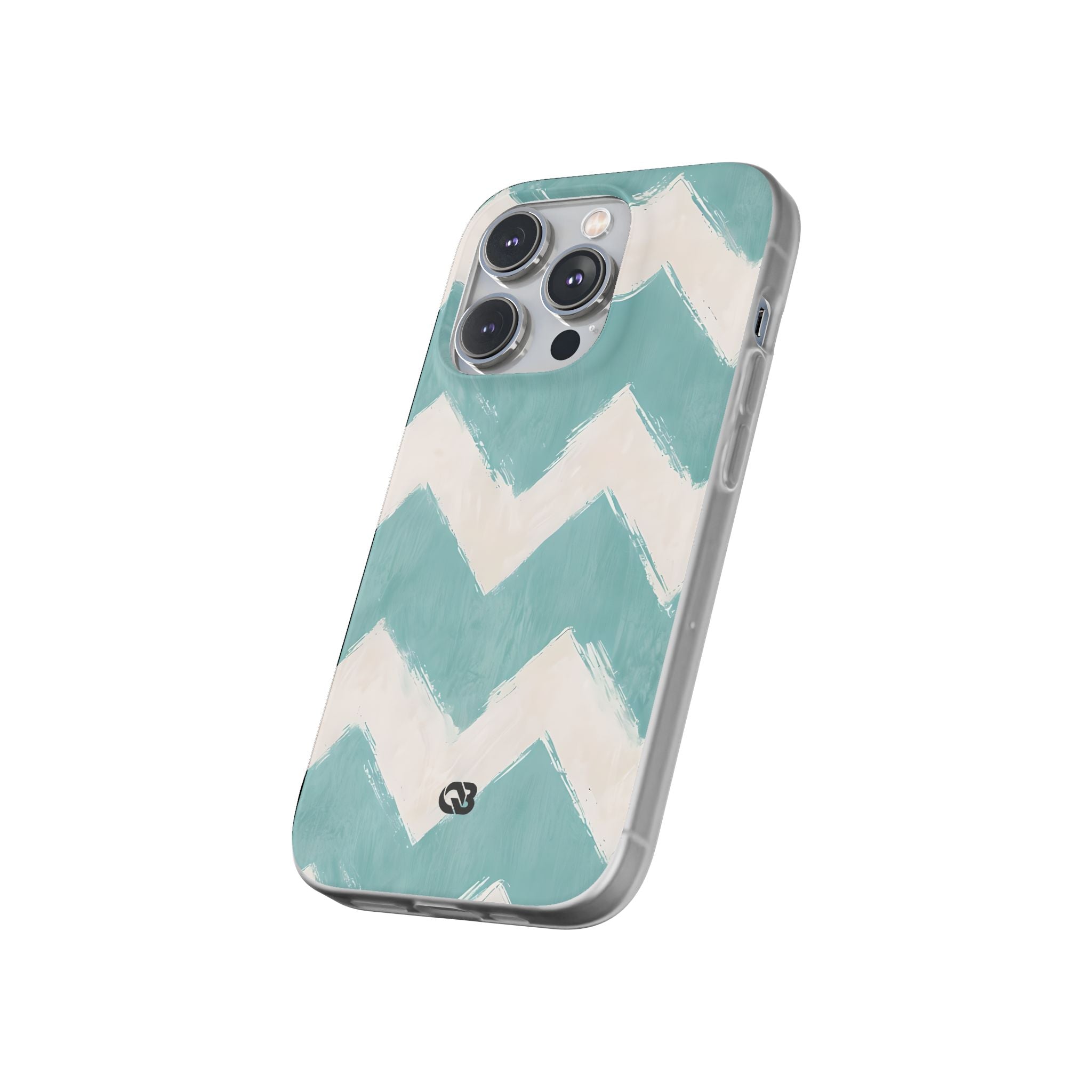 Teal Painted Chevron · Soft Phone Case for iPhone