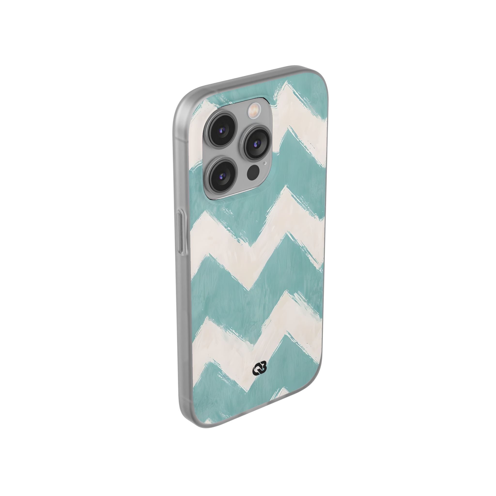 Teal Painted Chevron · Soft Phone Case for iPhone