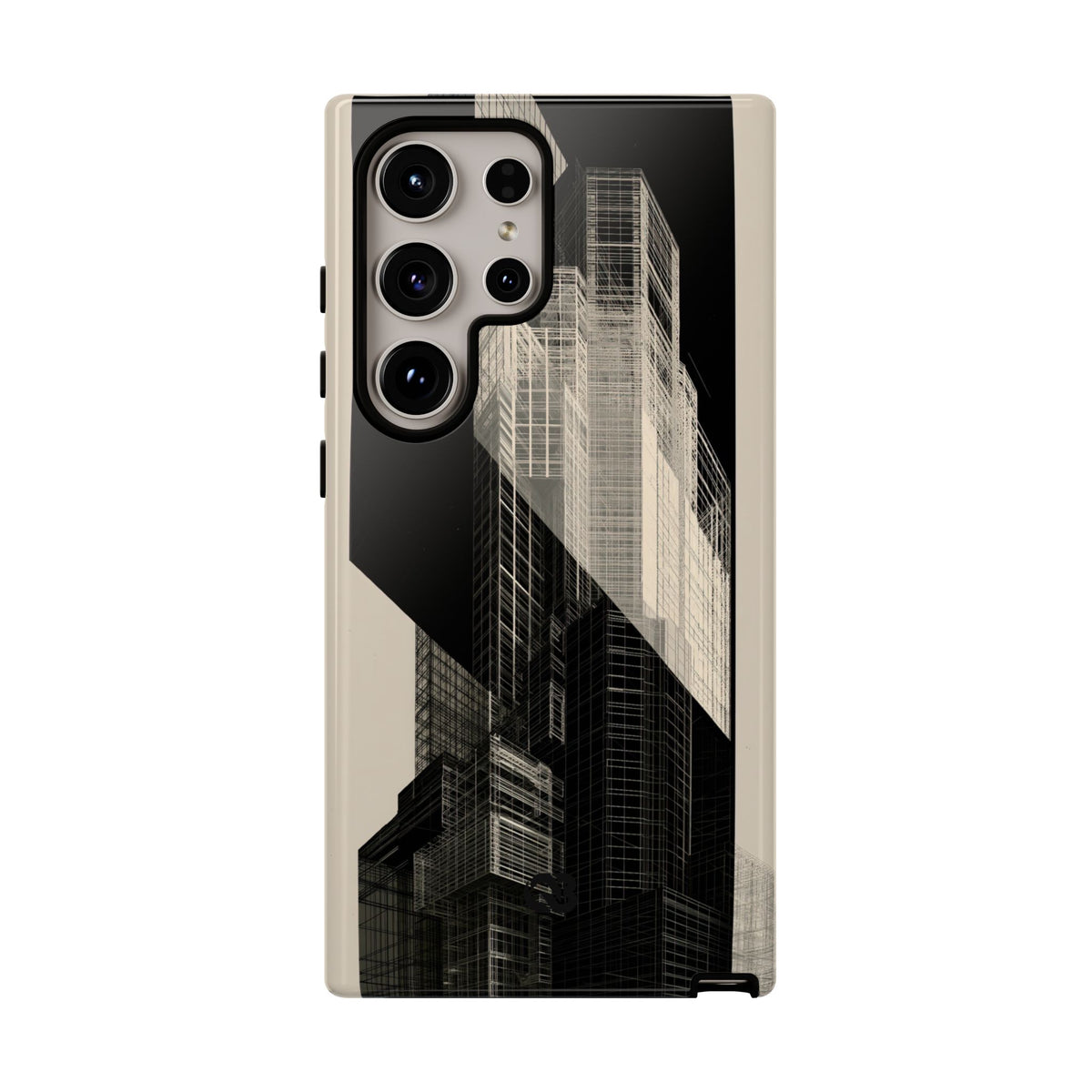 Beige Tough Phone Case for Samsung - Monolith Urban Grid