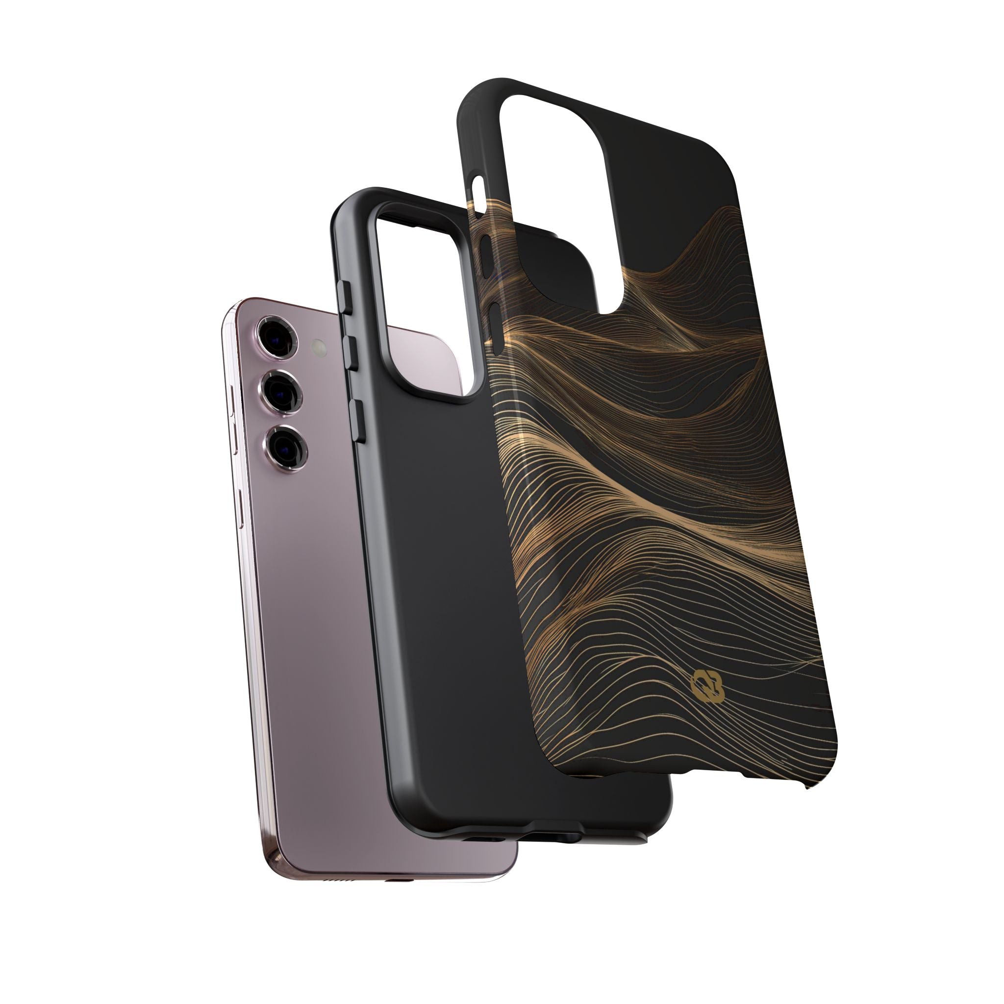 Black Tough Phone Case for Samsung - Copper Topo Ridge