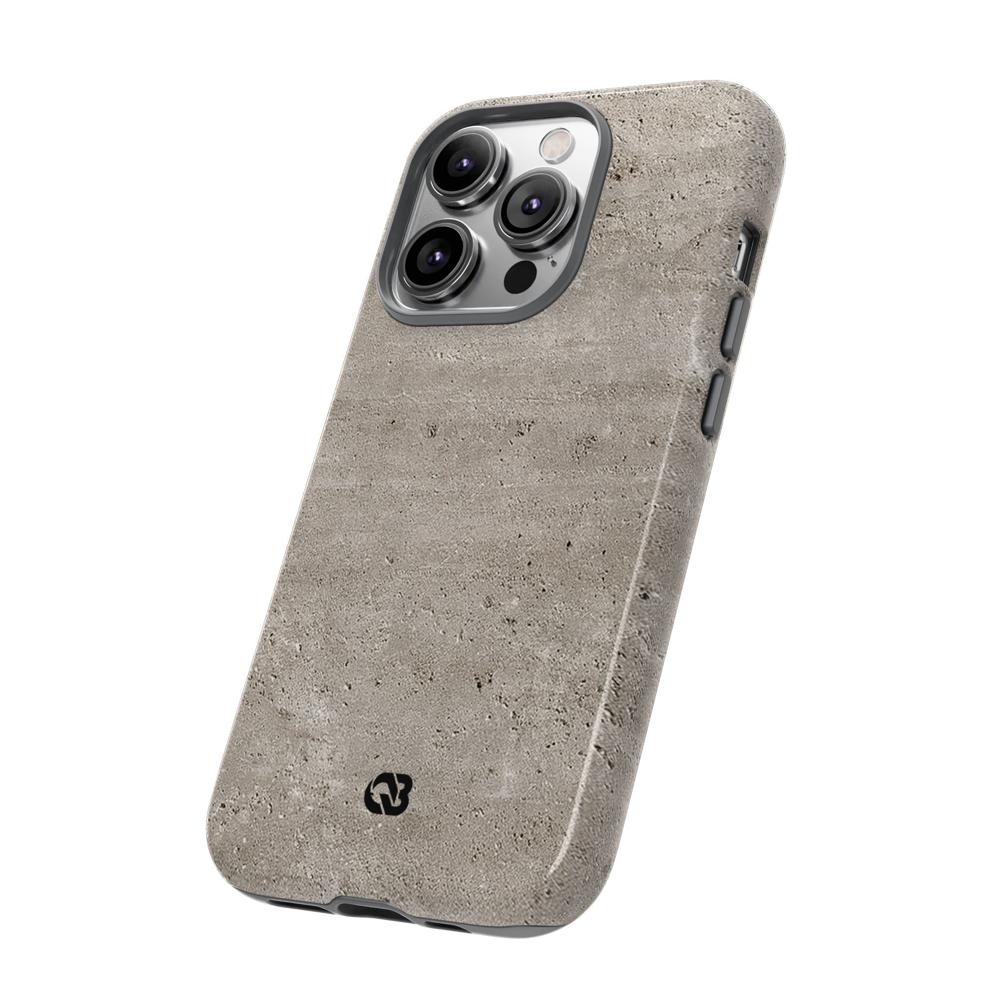 Grey Tough Phone Case for iPhone - Brutalist Stone Grit
