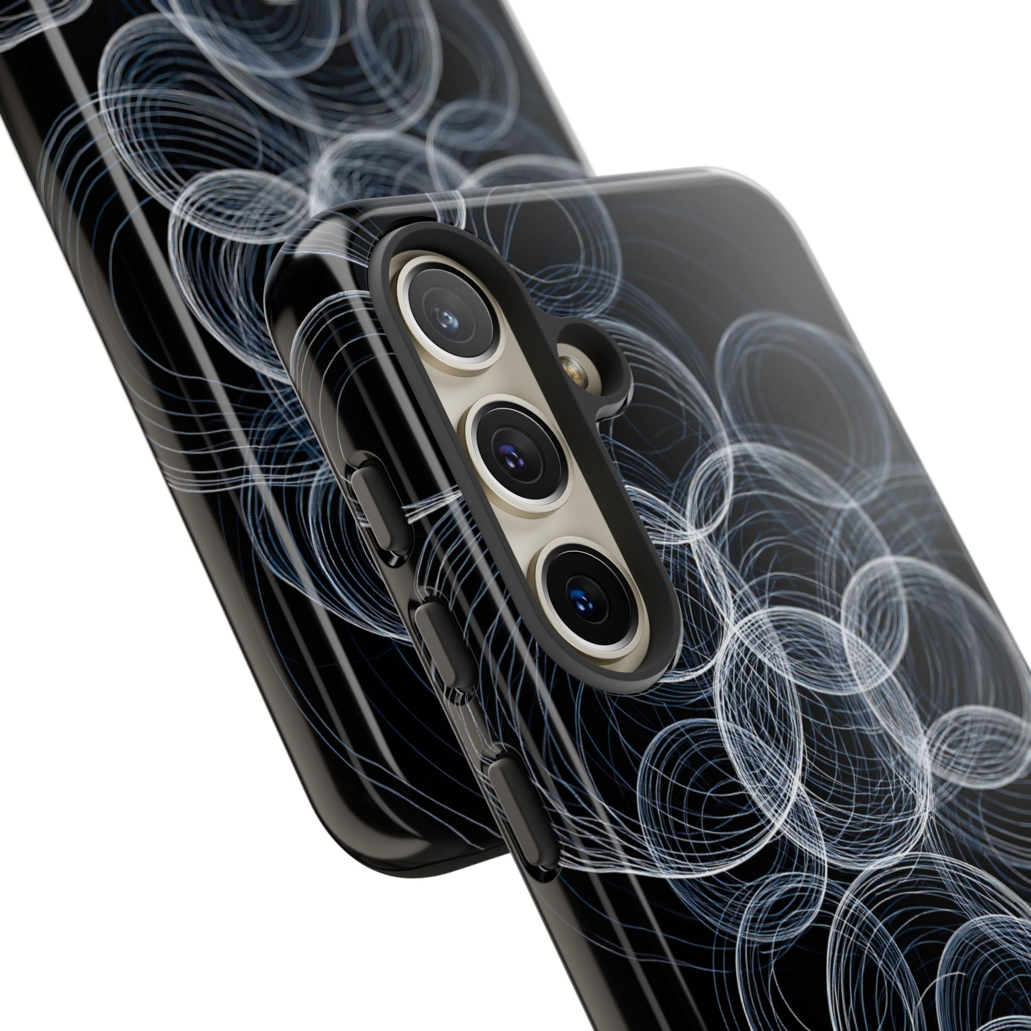 Black Tough Phone Case for Samsung - Frosted Ring Matrix
