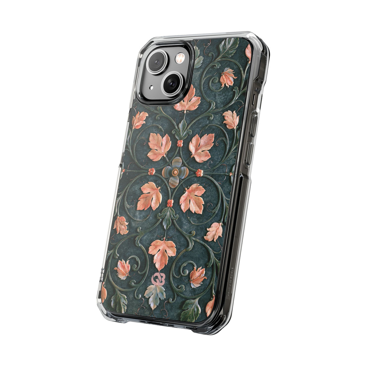 Florentine Rose Arabesque · Clear Impact Magnetic Phone Case for iPhone · Green