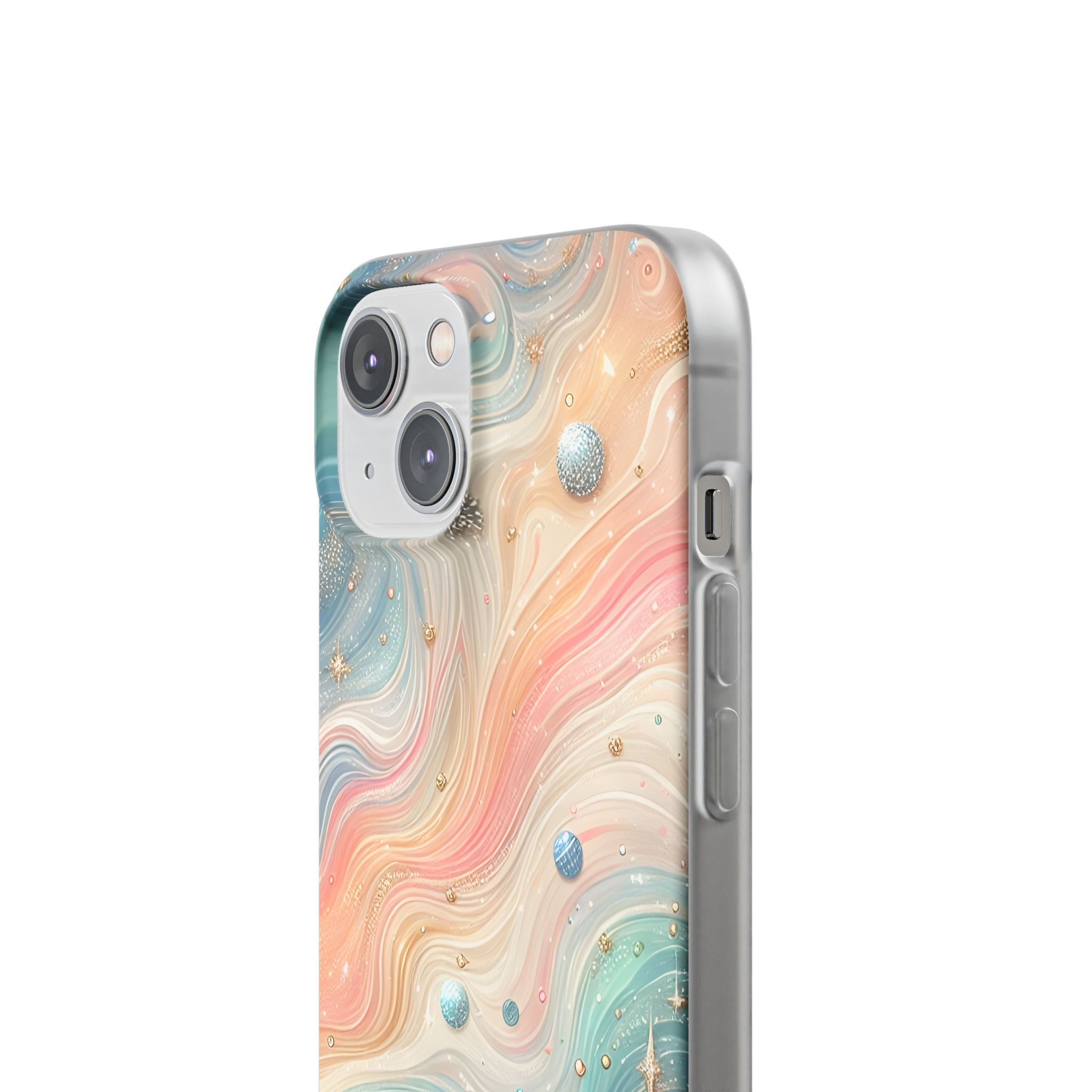 Iridescent Swirls iPhone 14 Skal - Mjukt