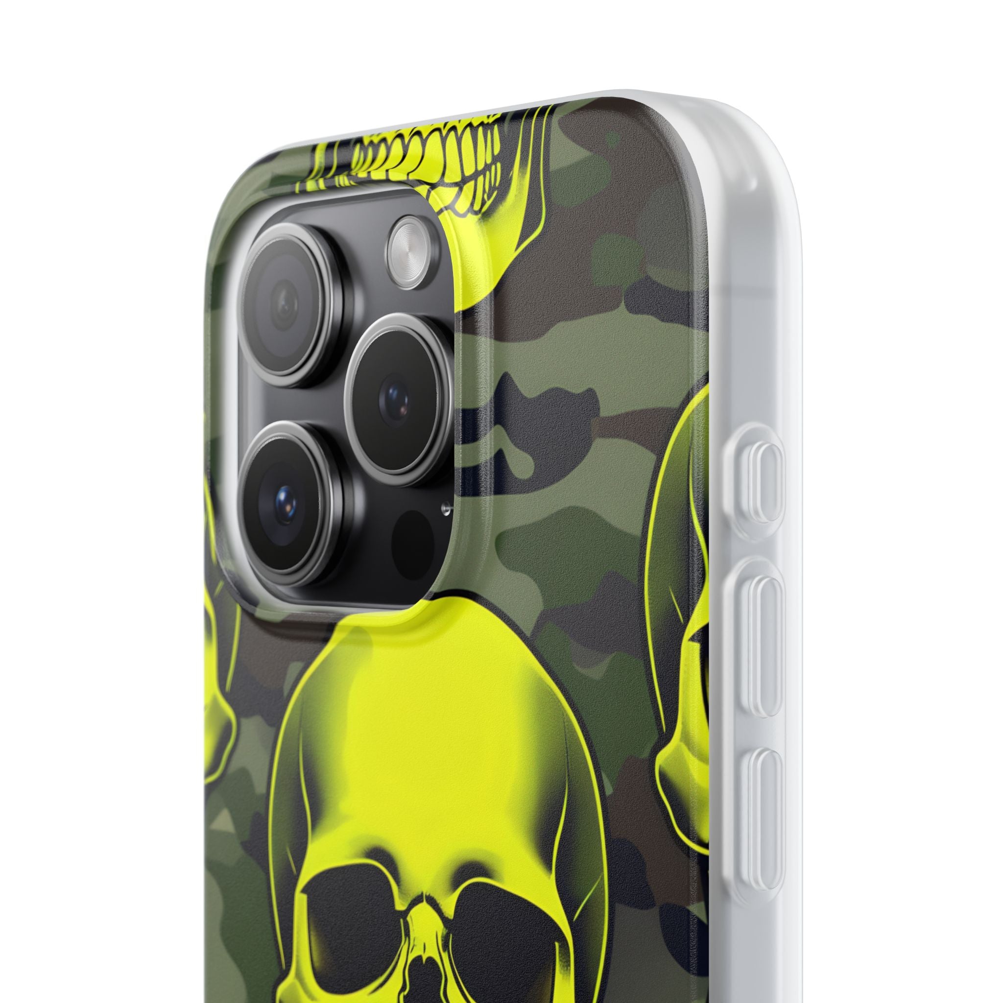 Neon Skull Camo iPhone 15 Pro Case - Soft