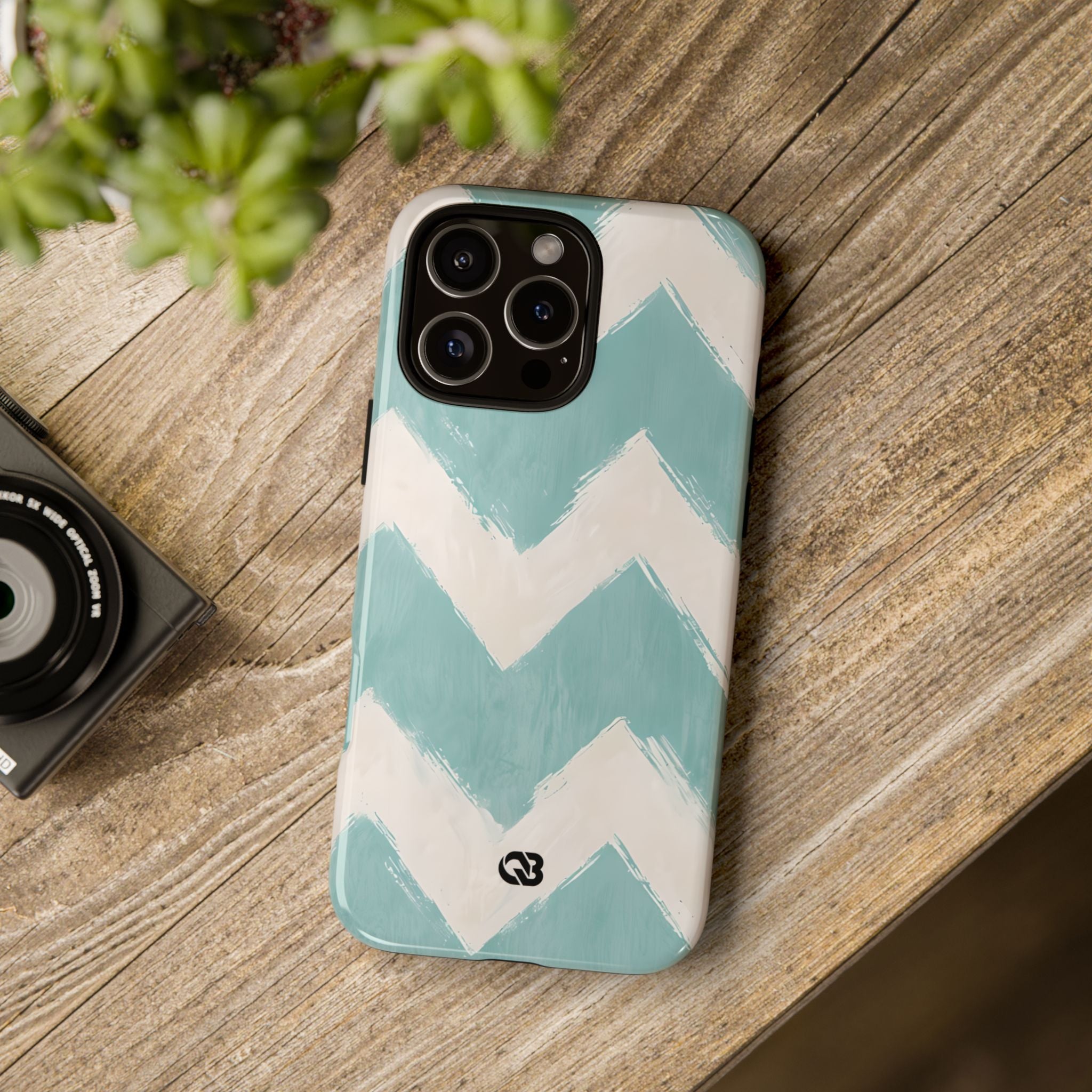 Teal Painted Chevron · Tough Phone Case for iPhone