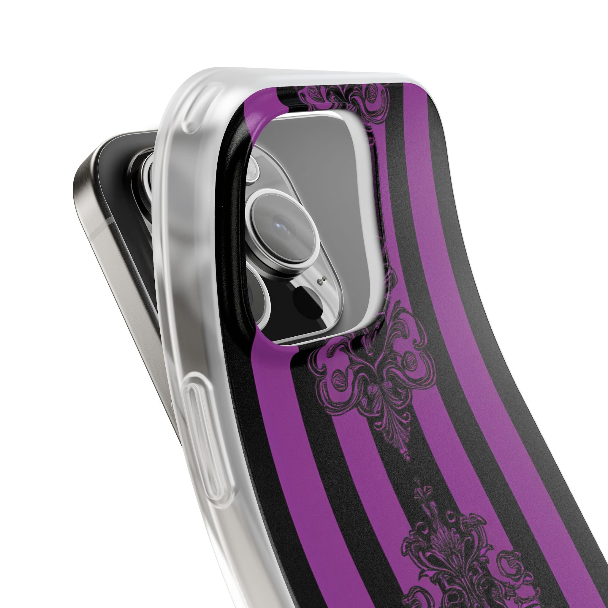 Damask Elegance Purple iPhone 16 Pro Case - Soft