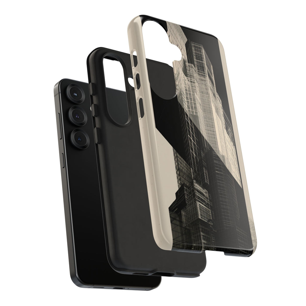 Beige Tough Phone Case for Samsung - Monolith Urban Grid