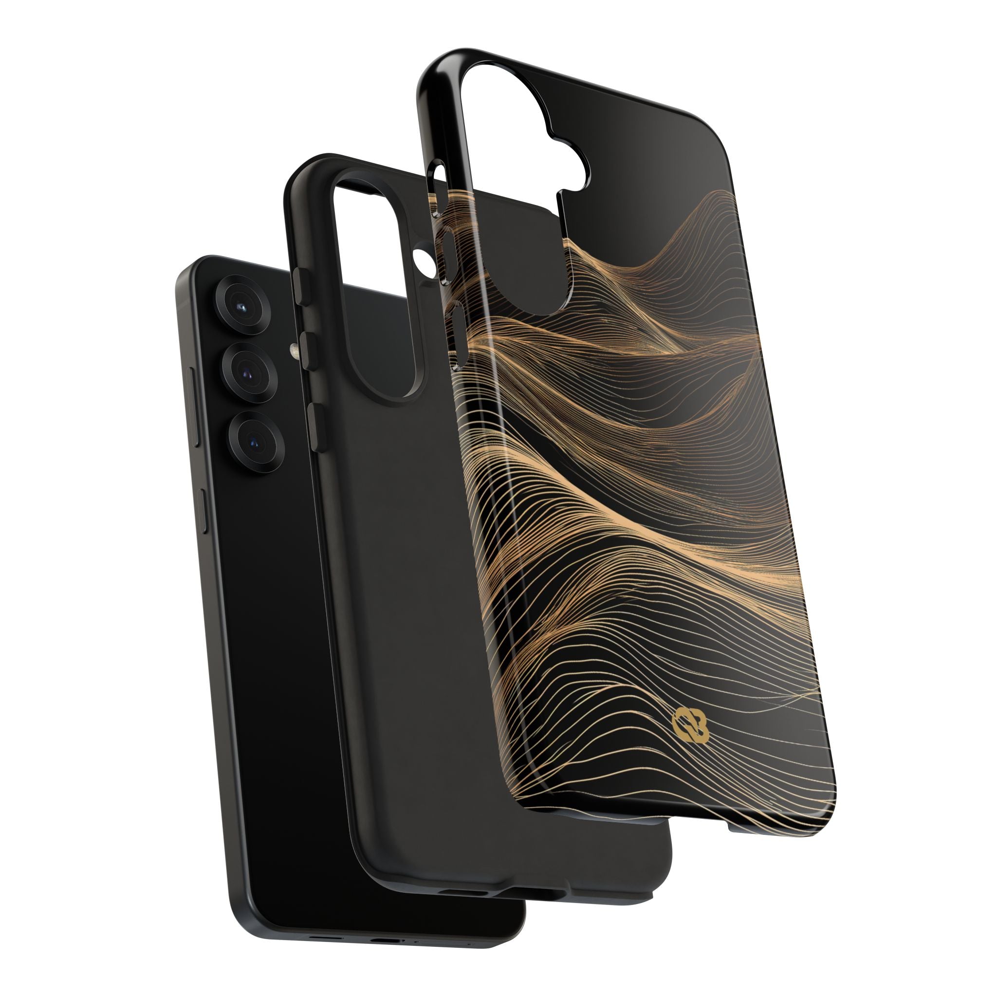 Black Tough Phone Case for Samsung - Copper Topo Ridge