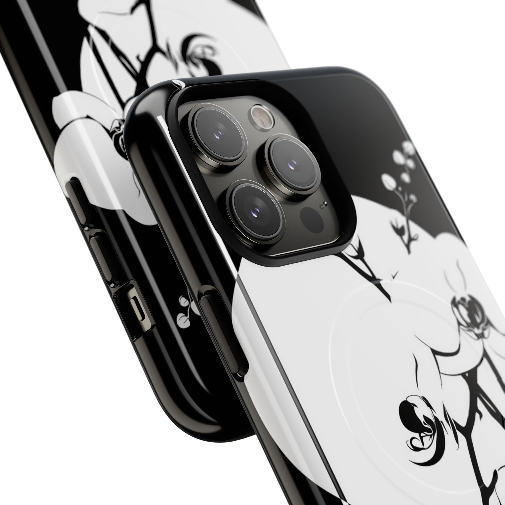 Black Tough 2.0 Magsafe Phone Case for iPhone - Lunar Orchid Grid