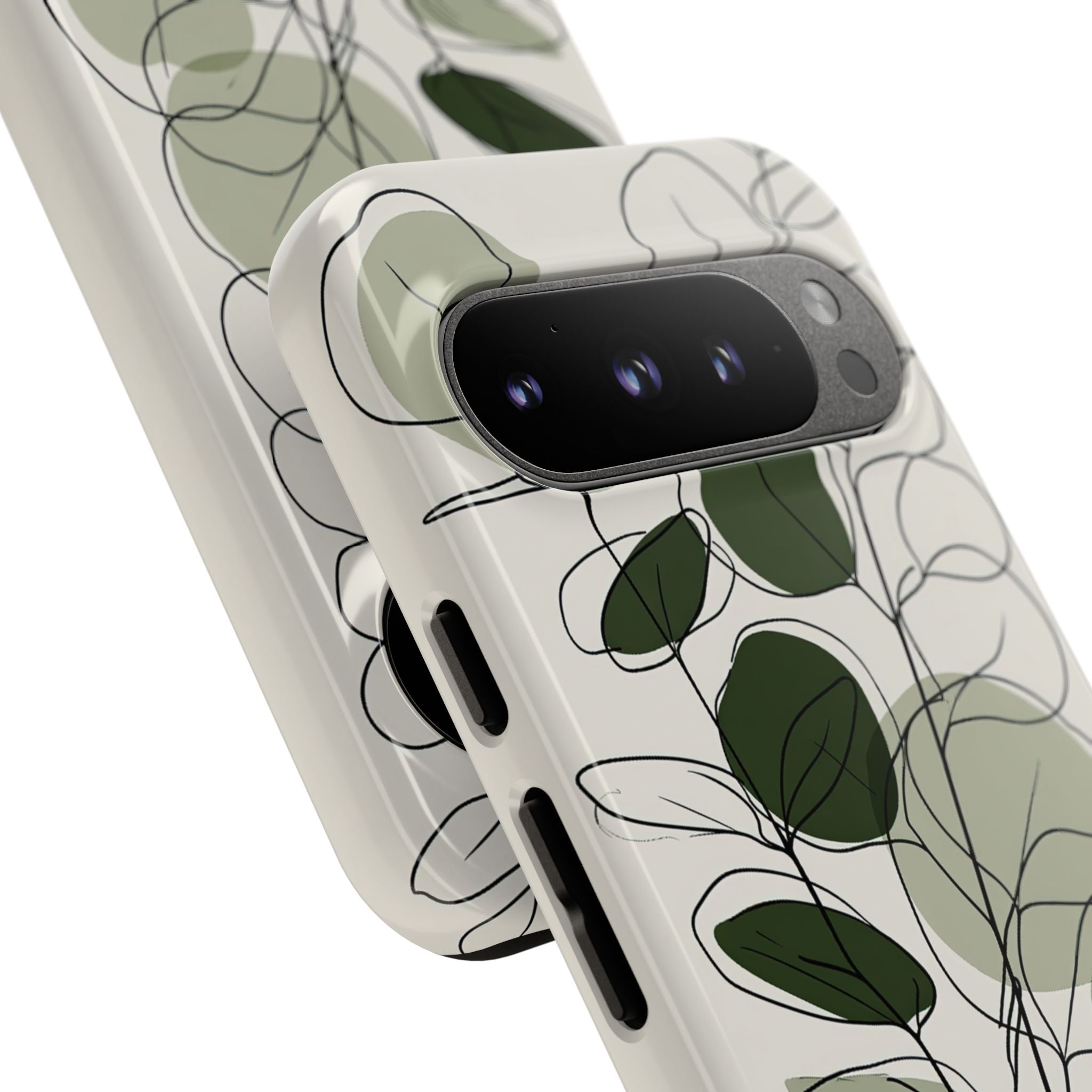 Green Tough Phone Case for Google Pixel - Muted Eucalyptus Sketch