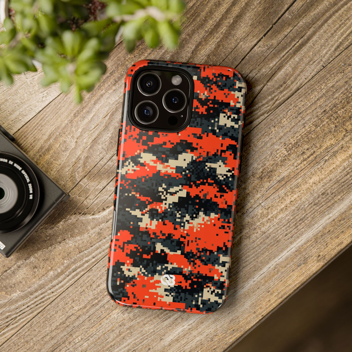 Signal Pixel Camo · Tough Phone Case for iPhone · Orange