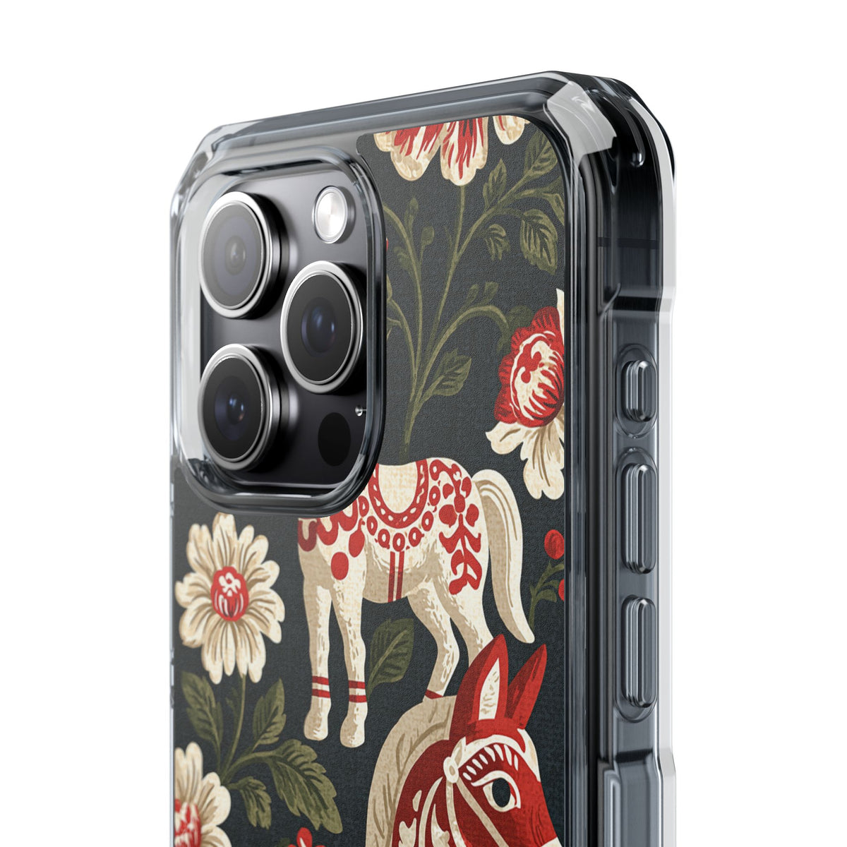 Nordic Dala Meadow · Clear Impact Magnetic Phone Case for iPhone · Red