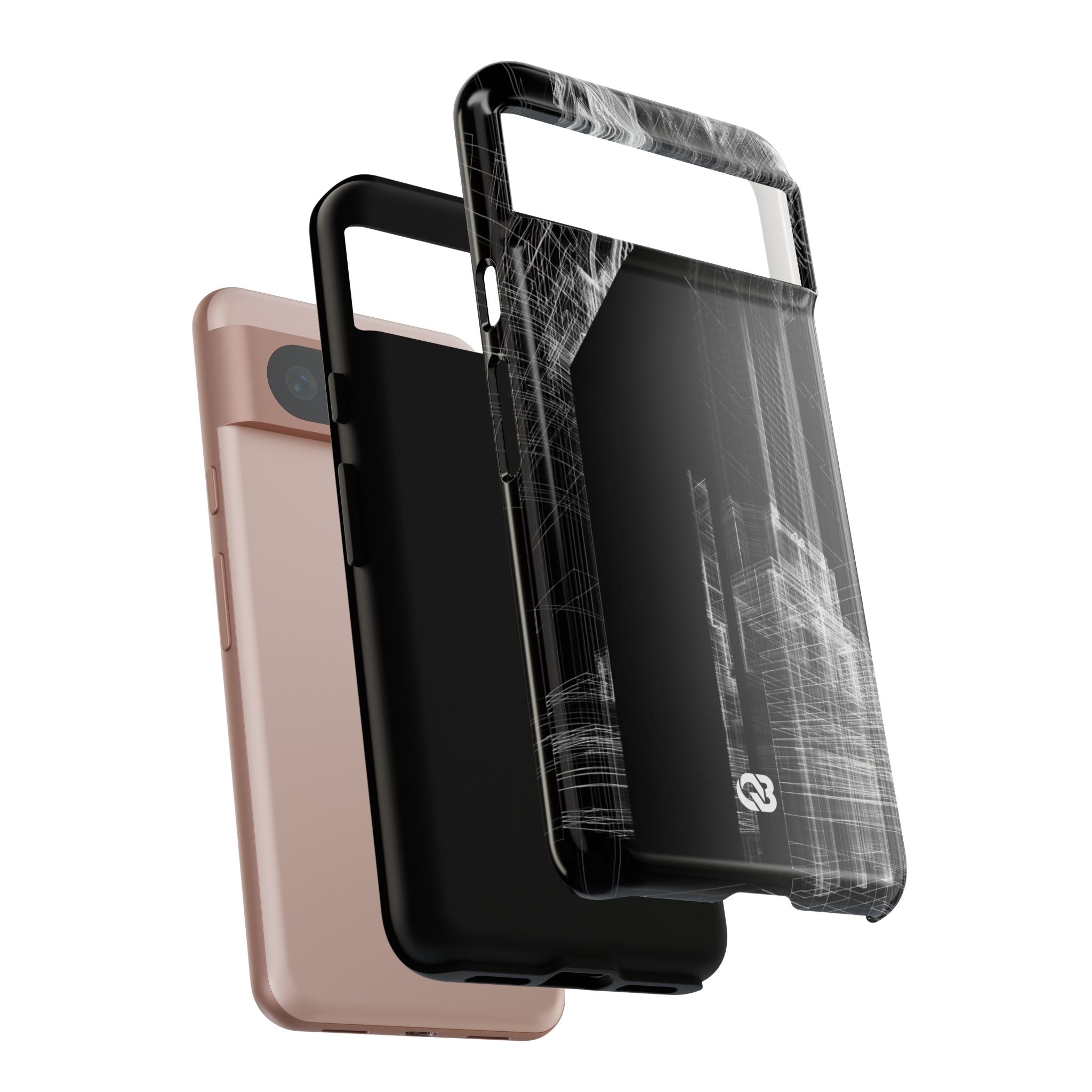 Black Tough Phone Case for Google Pixel - Ghost Urban Wireframe
