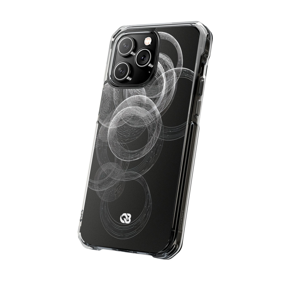 Black Impact MagSafe Phone Case for iPhone - Kinetic Wireframe Orbit