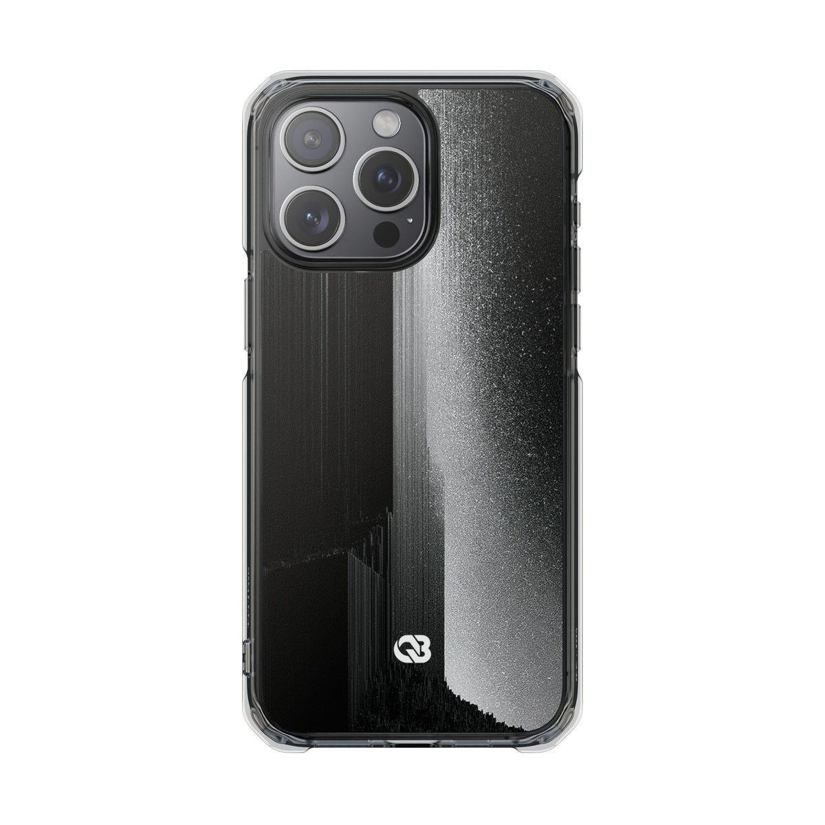 Black Impact MagSafe Phone Case for iPhone - Brutalist Pixel Monolith