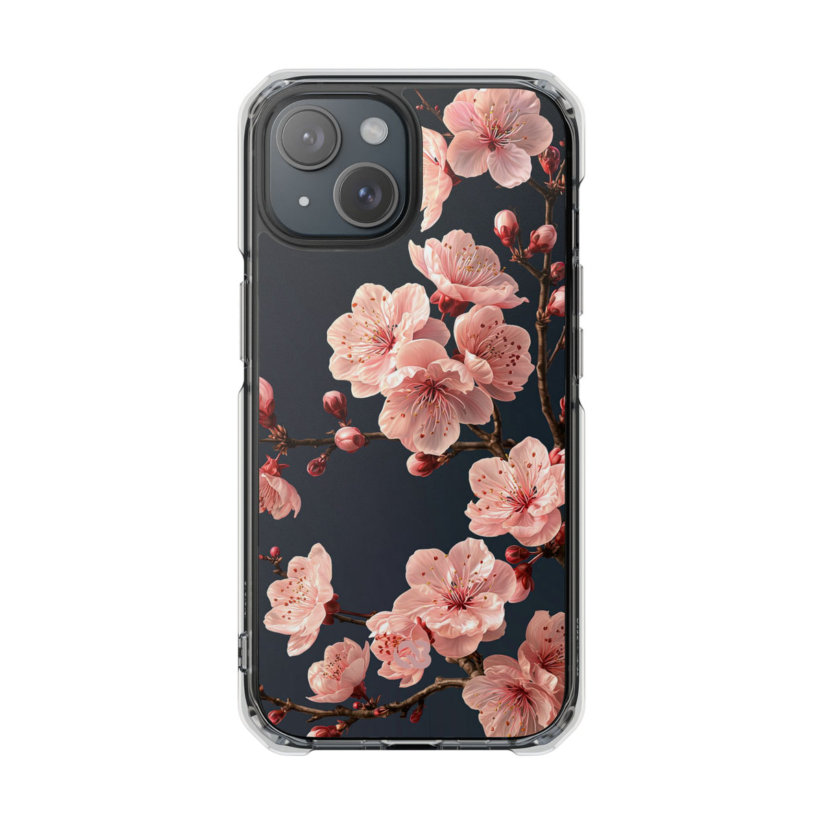 Midnight Sakura Bloom · Clear Impact Magnetic Phone Case for iPhone · Pink
