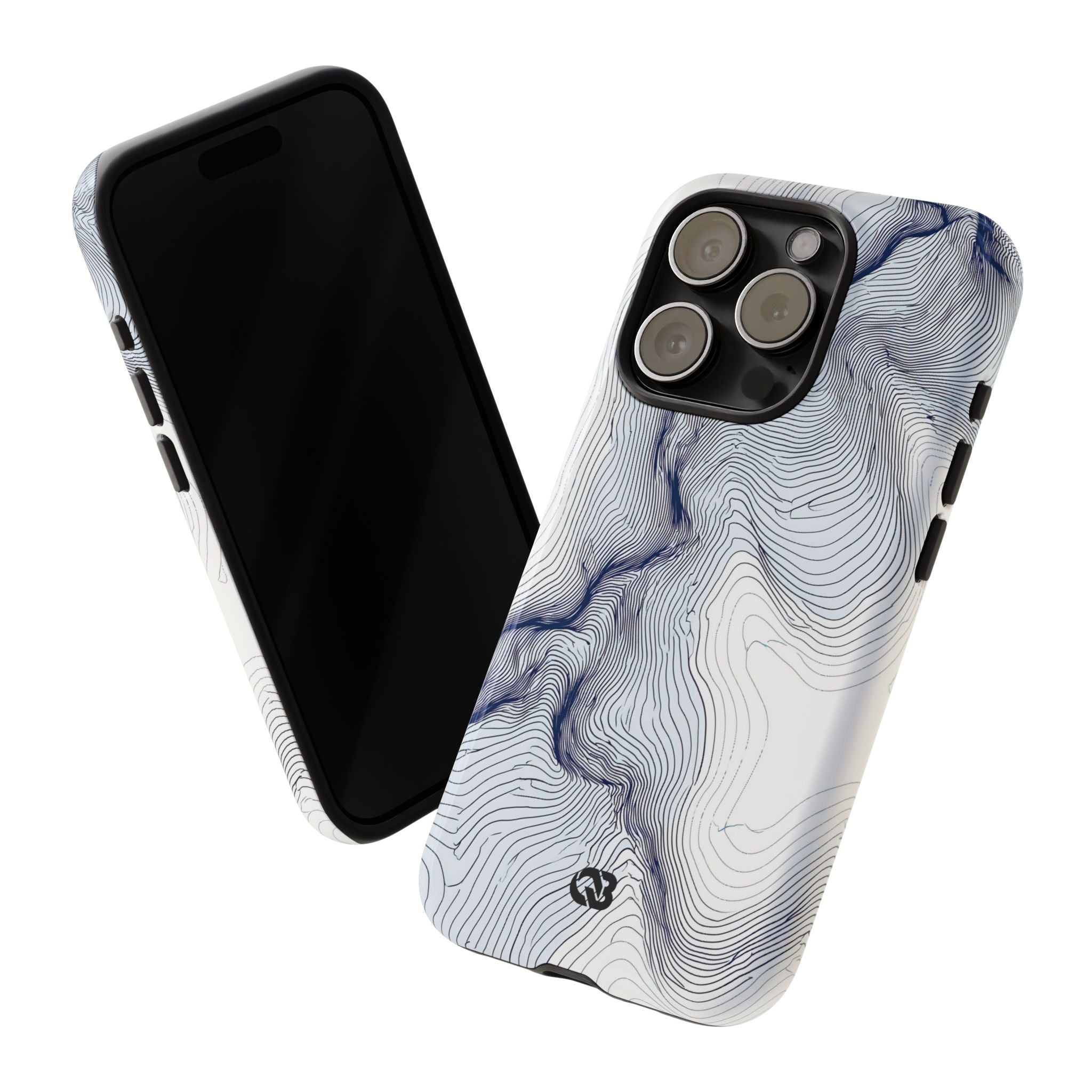 White Tough Phone Case for iPhone - Nordic Ridge Topo