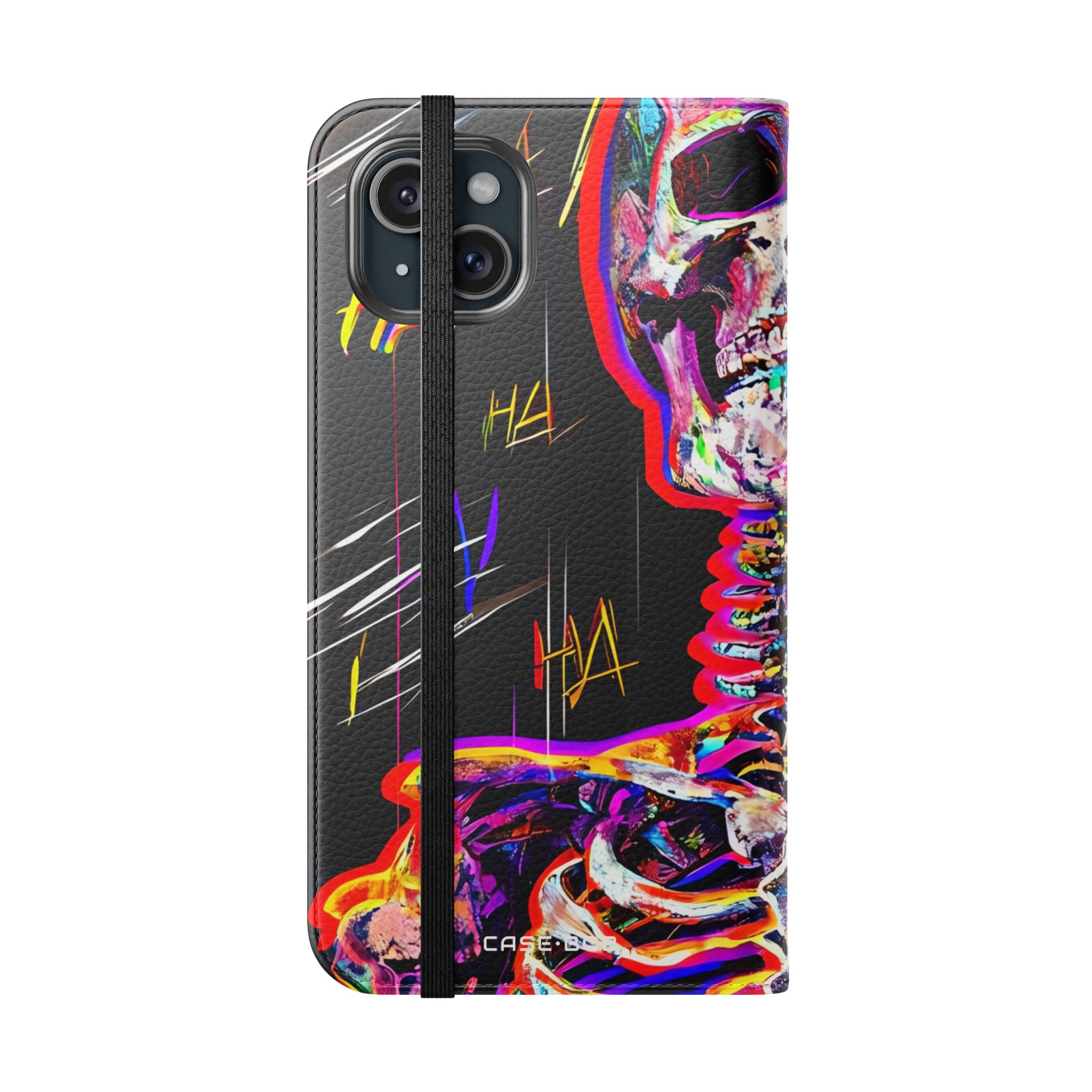 Neon Skeleton Laughter - iPhone 15 Plus Case - Wallet