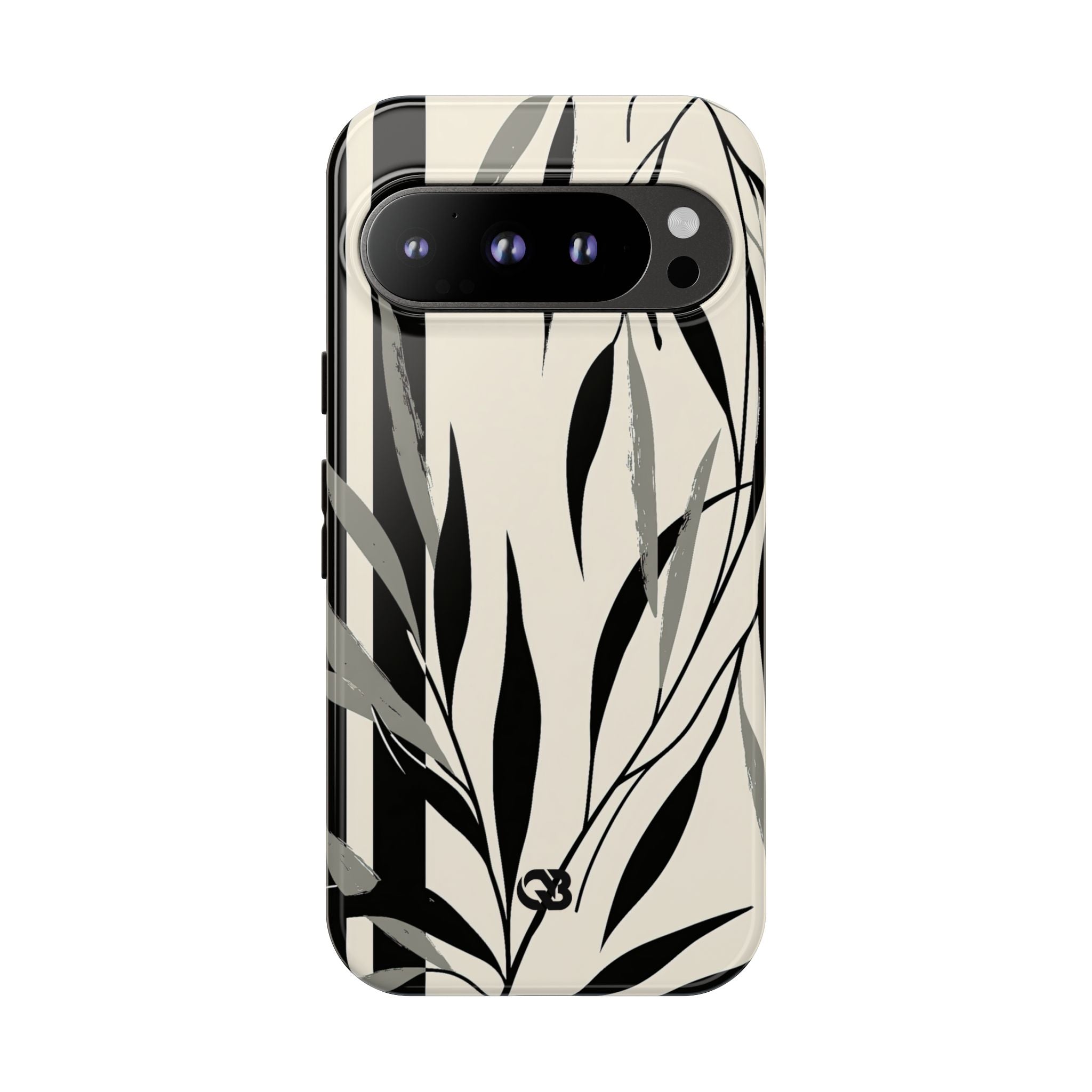Beige Tough Phone Case for Google Pixel - Soot Leaf Sketch
