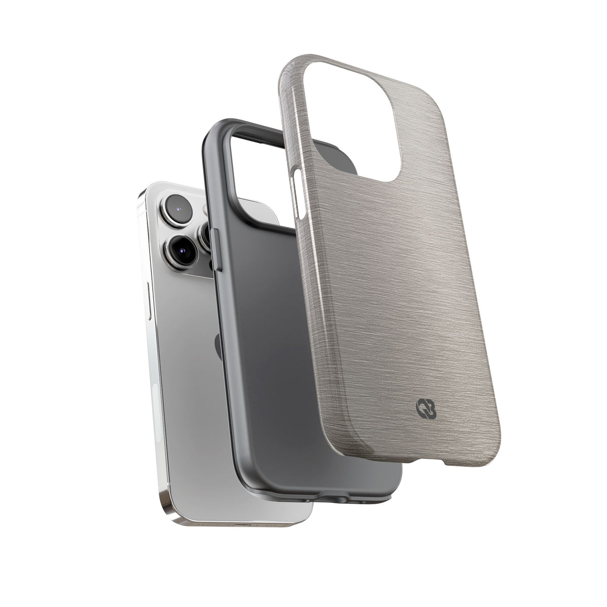 Grey Tough Phone Case for iPhone - Brushed Nickel Linen