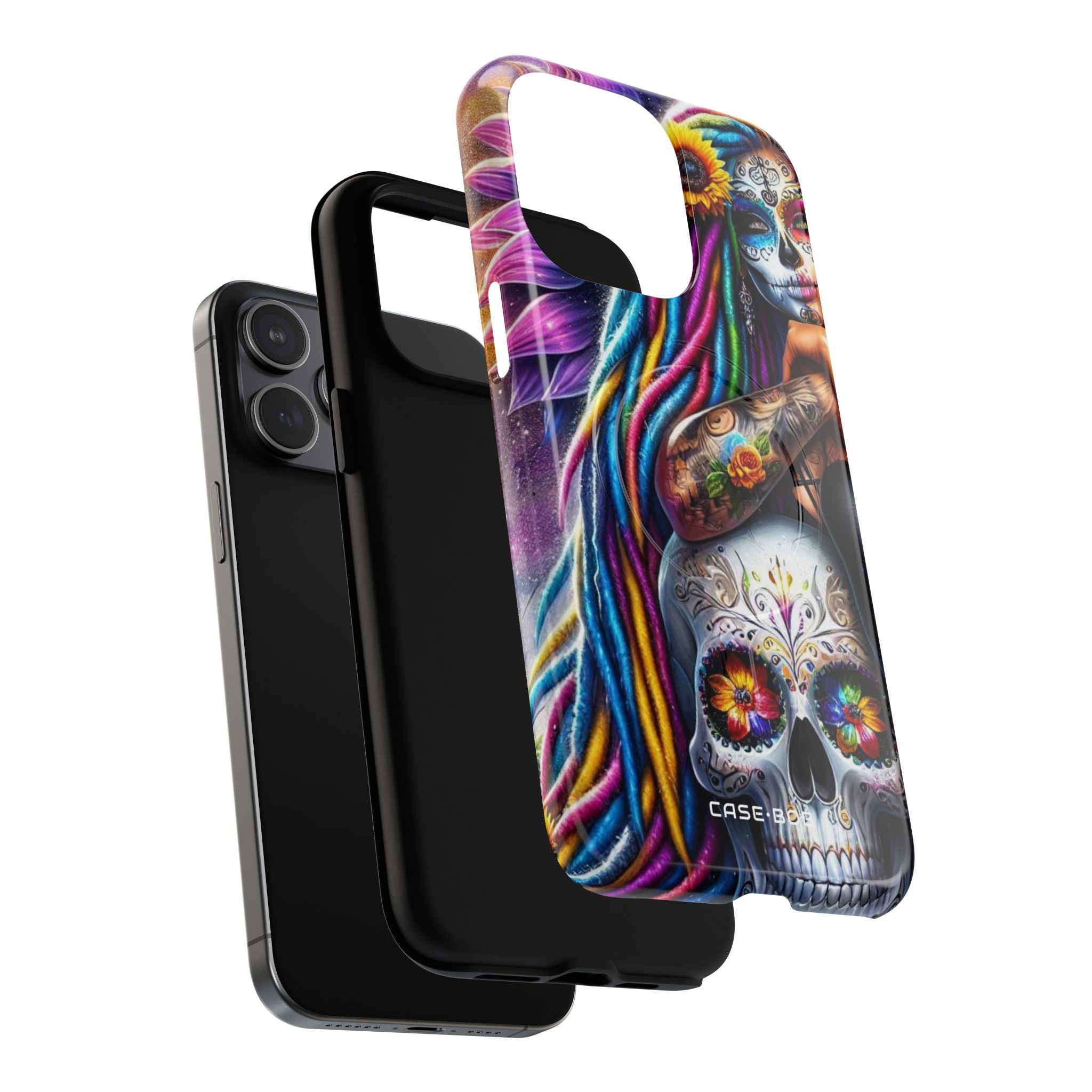 Zonnebloem schedel glow iPhone 15 Pro Max case - Tough+
